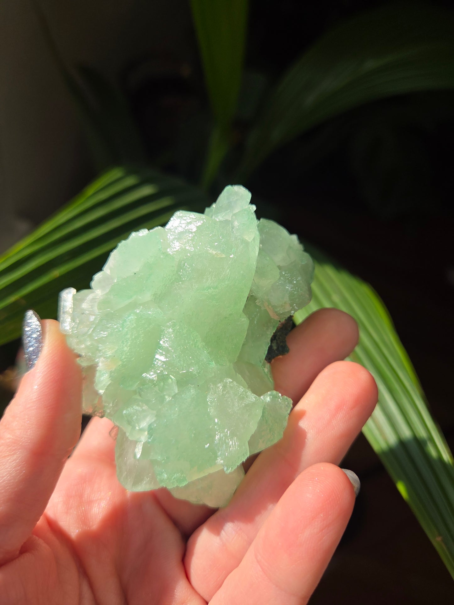 Green Apophyllite With Pink Druzy Chalcedony