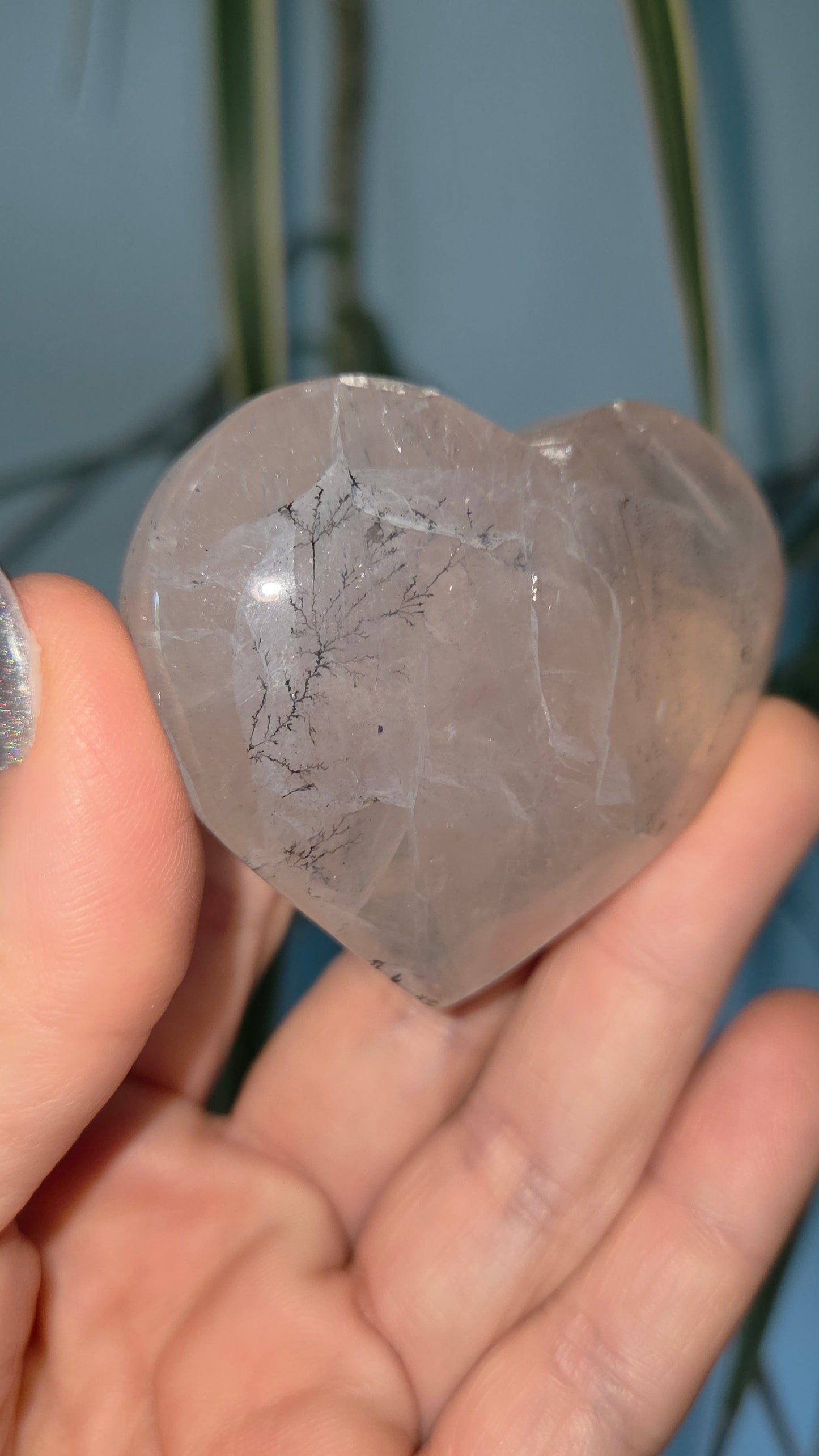 Dendritic Rose Quartz Heart