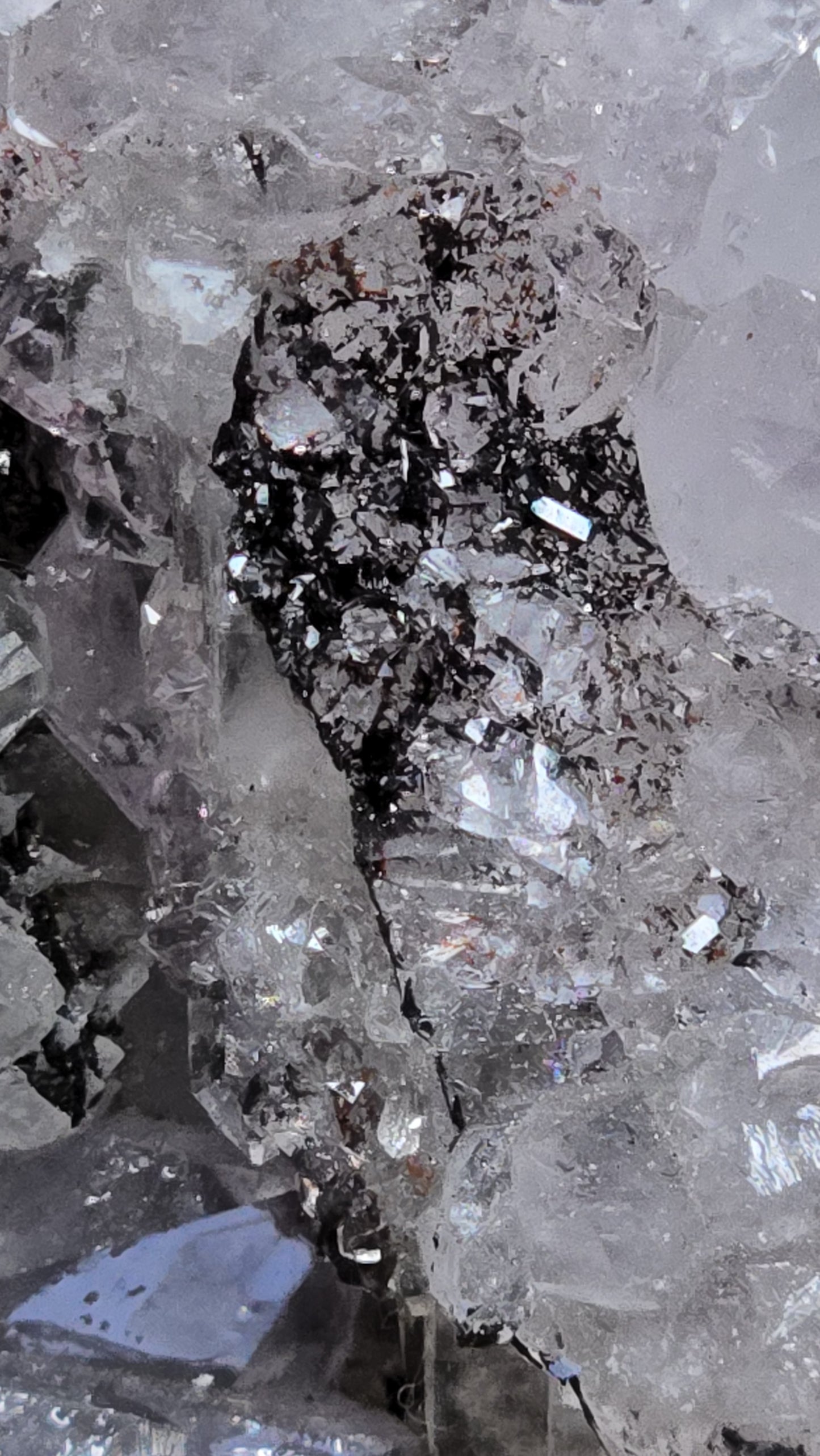 Amethyst Cutbase with Calcite and Sparkling Black Hematite