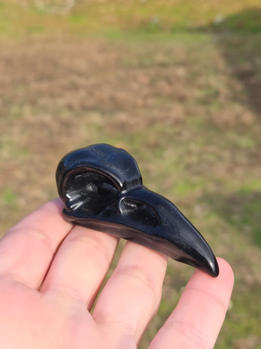 Black Obsidian Raven Head