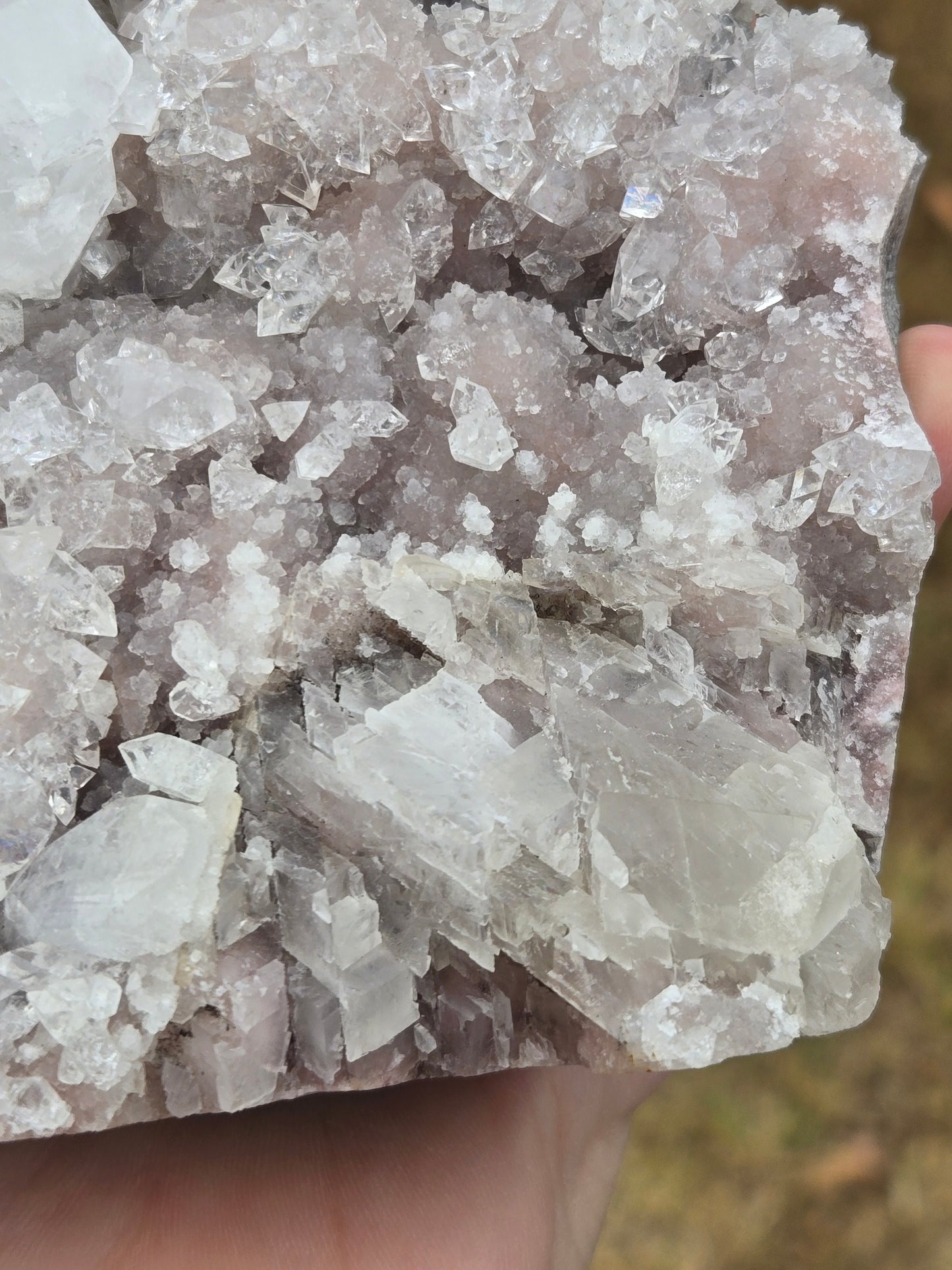 Pink Chalcedony With Diamond Apophyllite