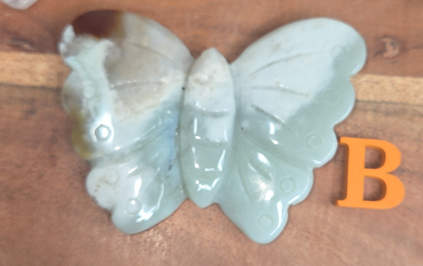 Green Flower Agate Butterfly