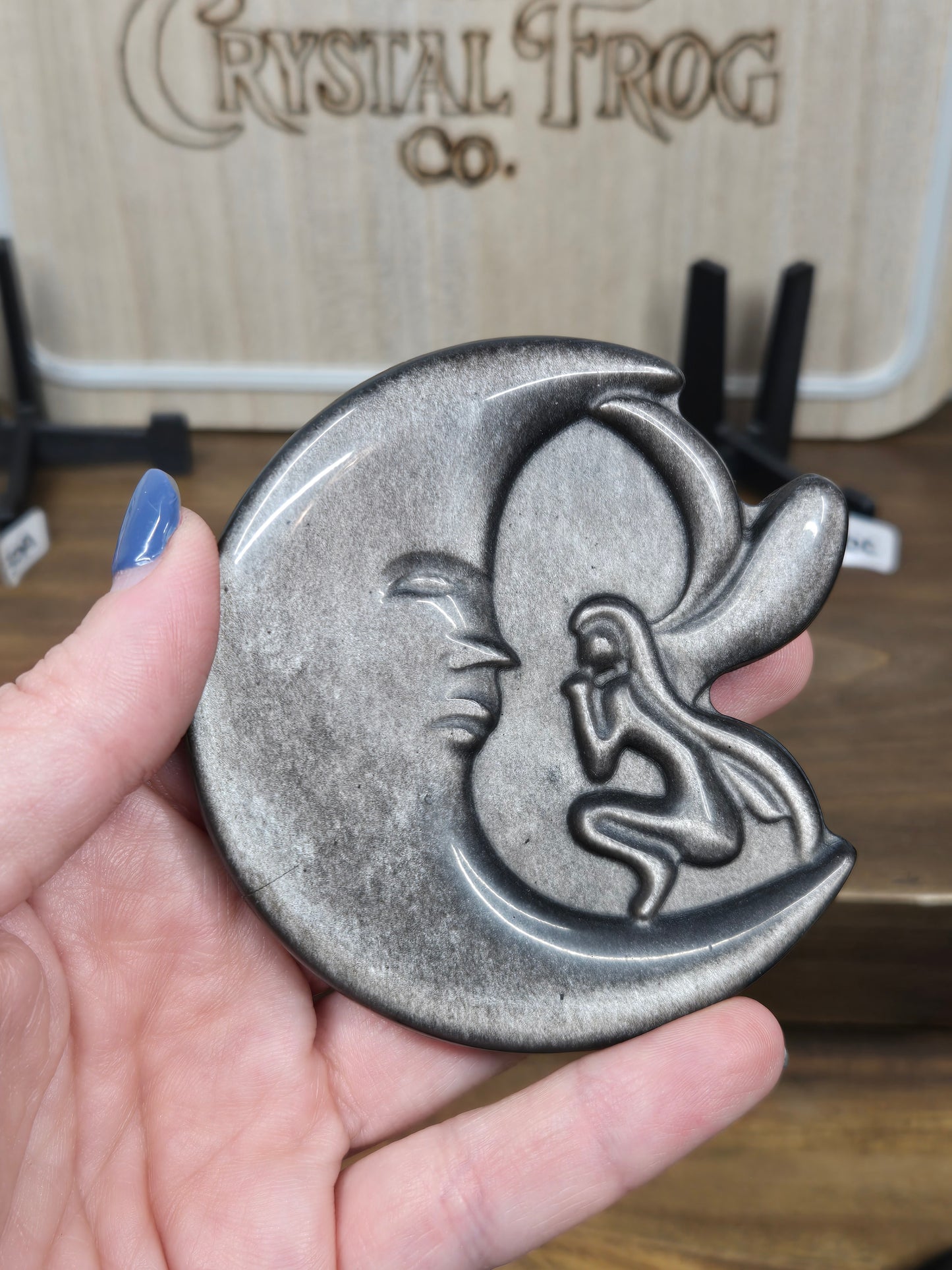 Silver Sheen Obsidian Fairy and Moon