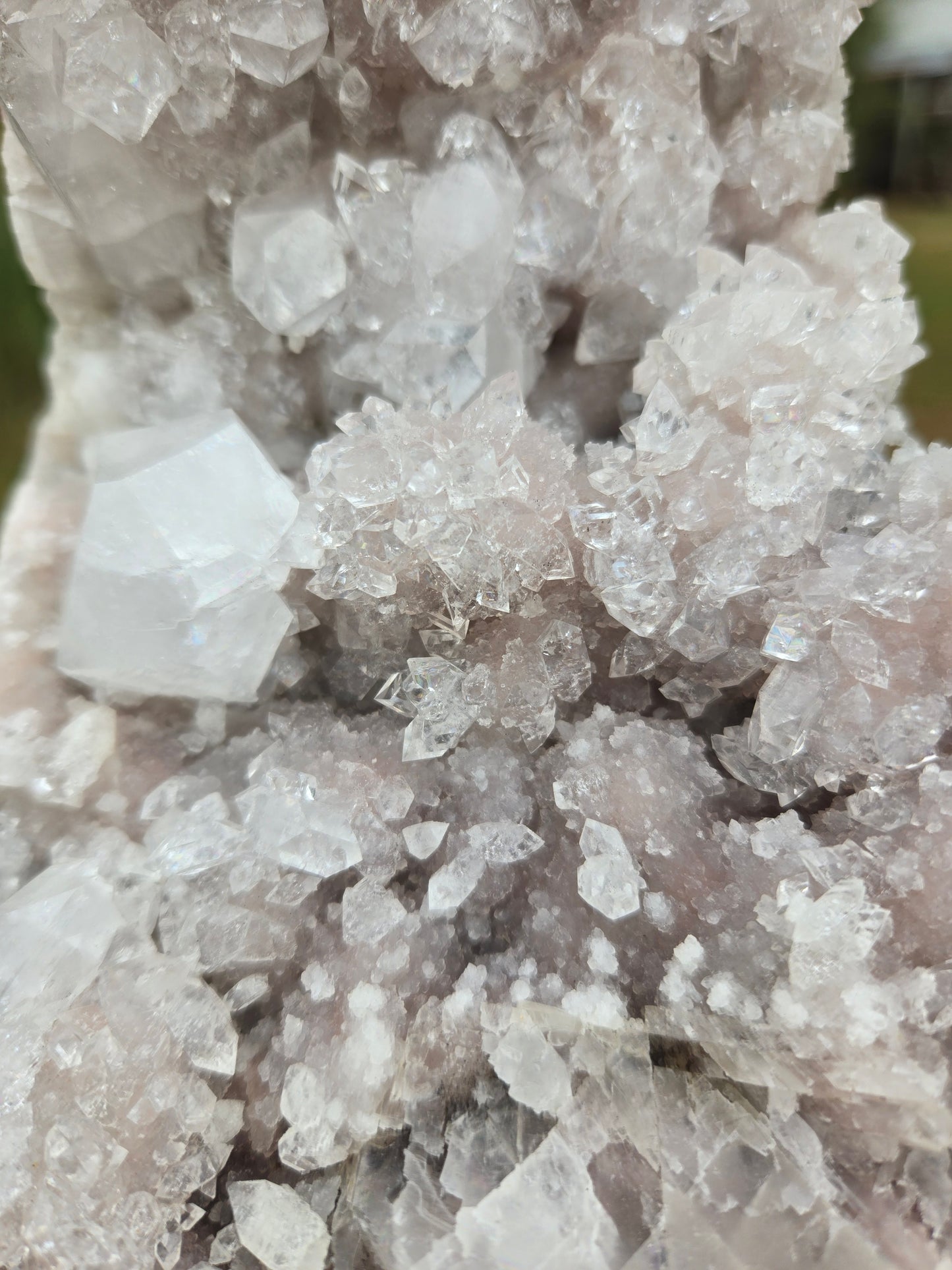 Pink Chalcedony With Diamond Apophyllite
