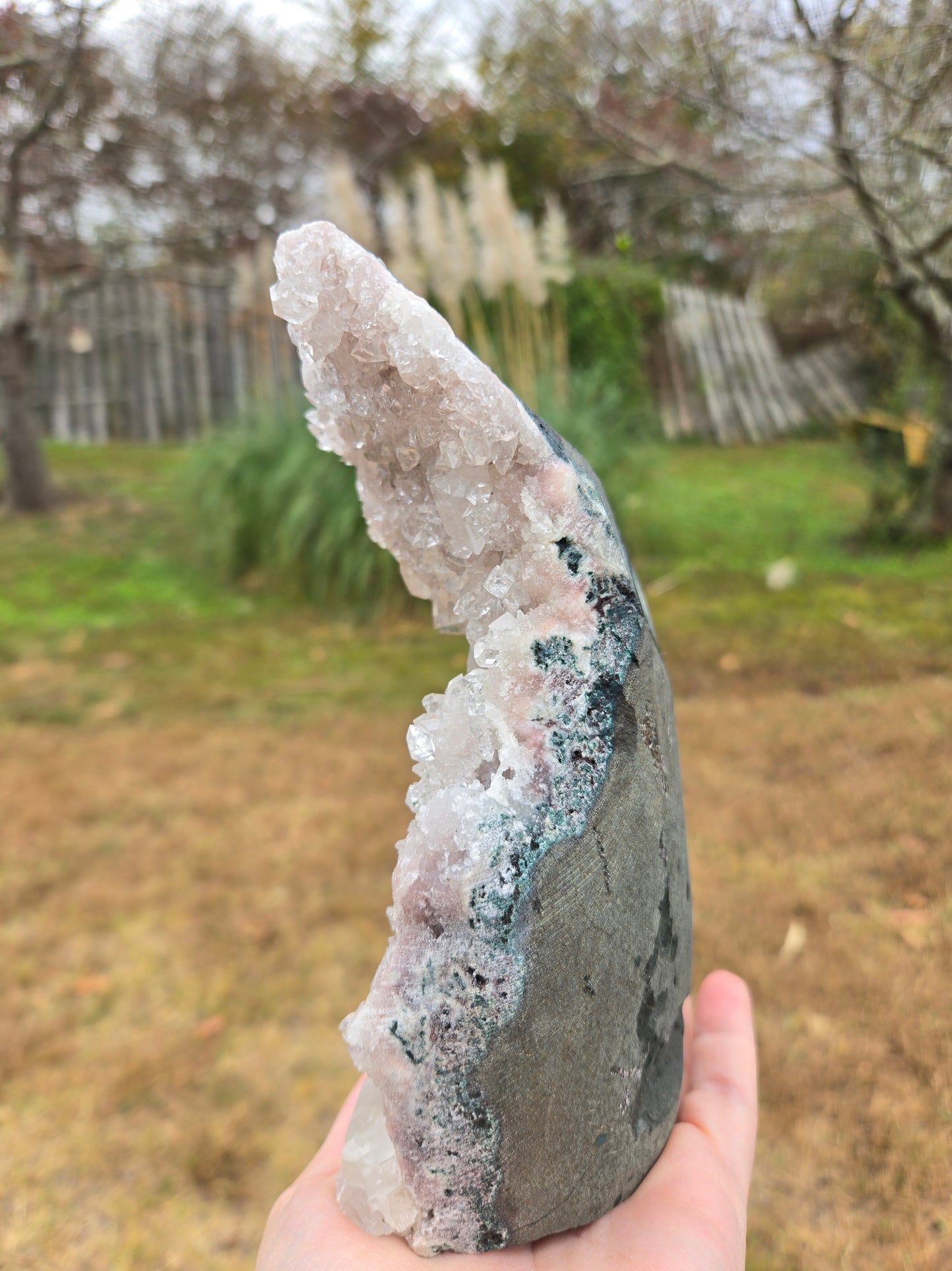 Pink Chalcedony With Diamond Apophyllite