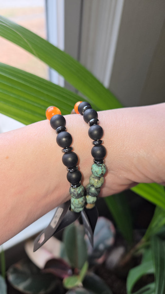 Matte African Turquoise, Amber, Sandalwood & Black Onyx