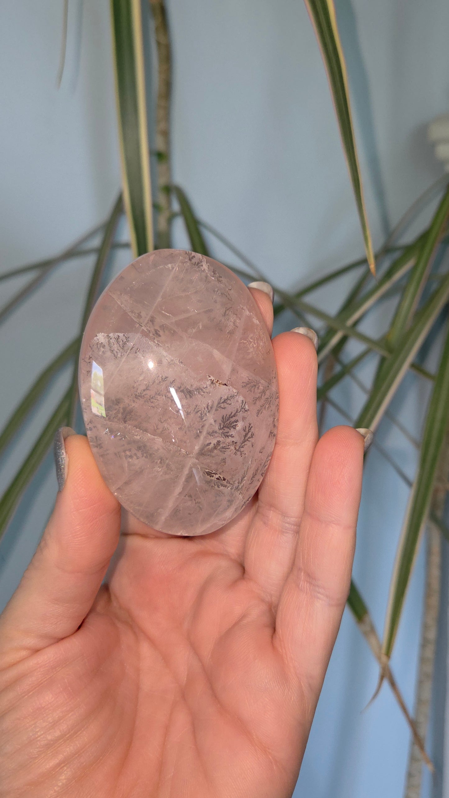 Dendritic Rose Quartz Palm