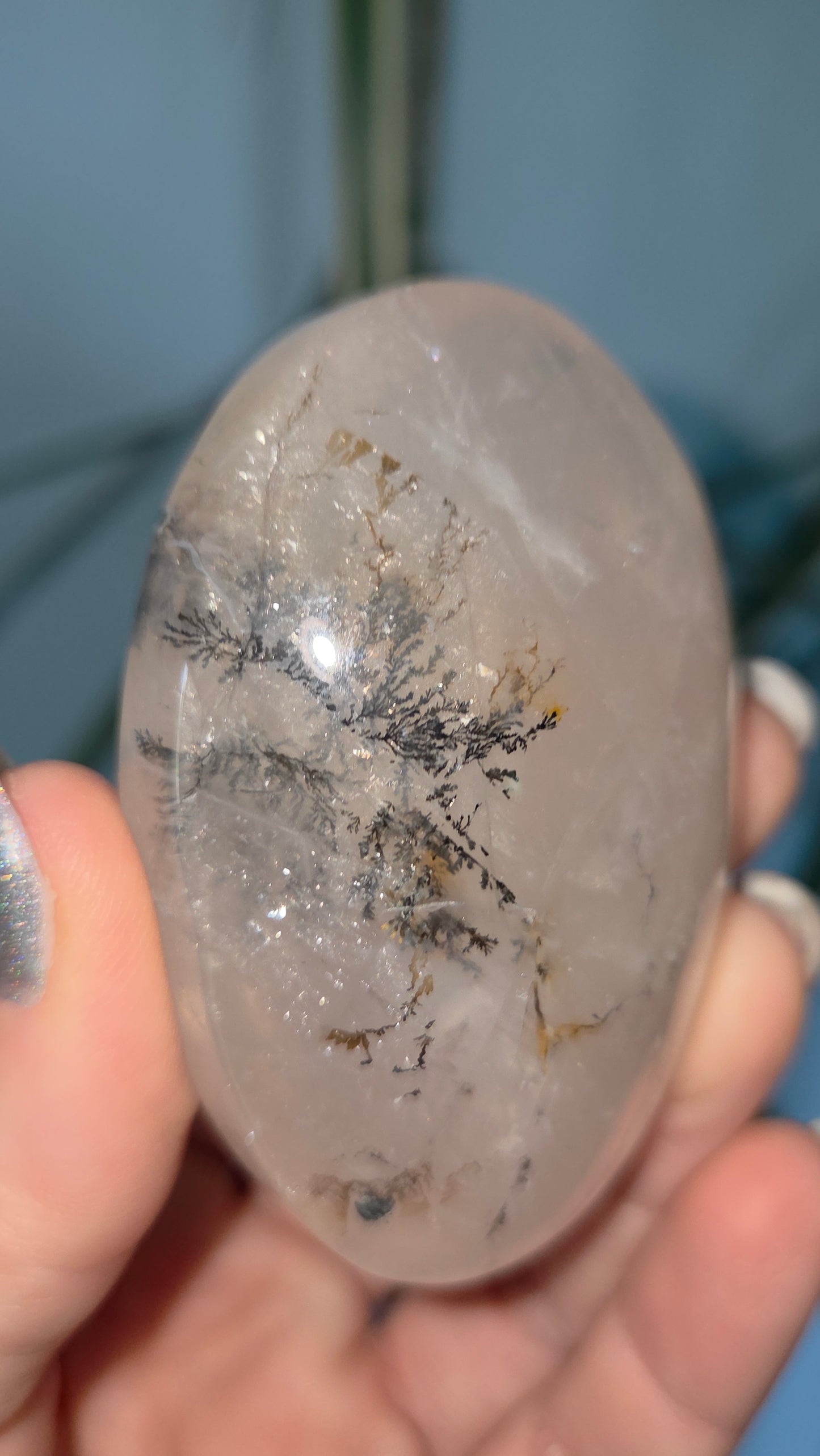 Dendritic Rose Quartz Palm