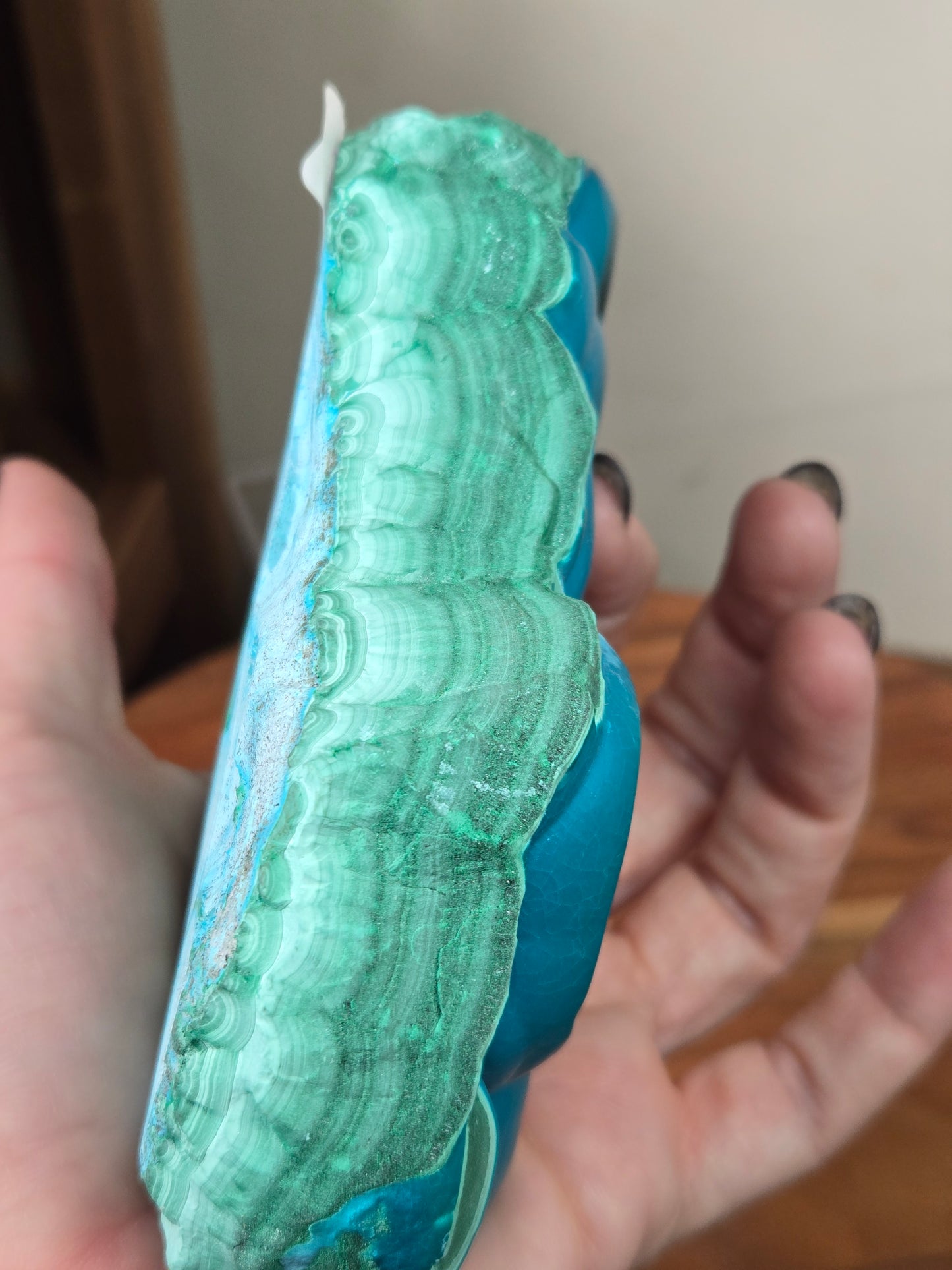 Malachite and Chrysocolla Standing Slab