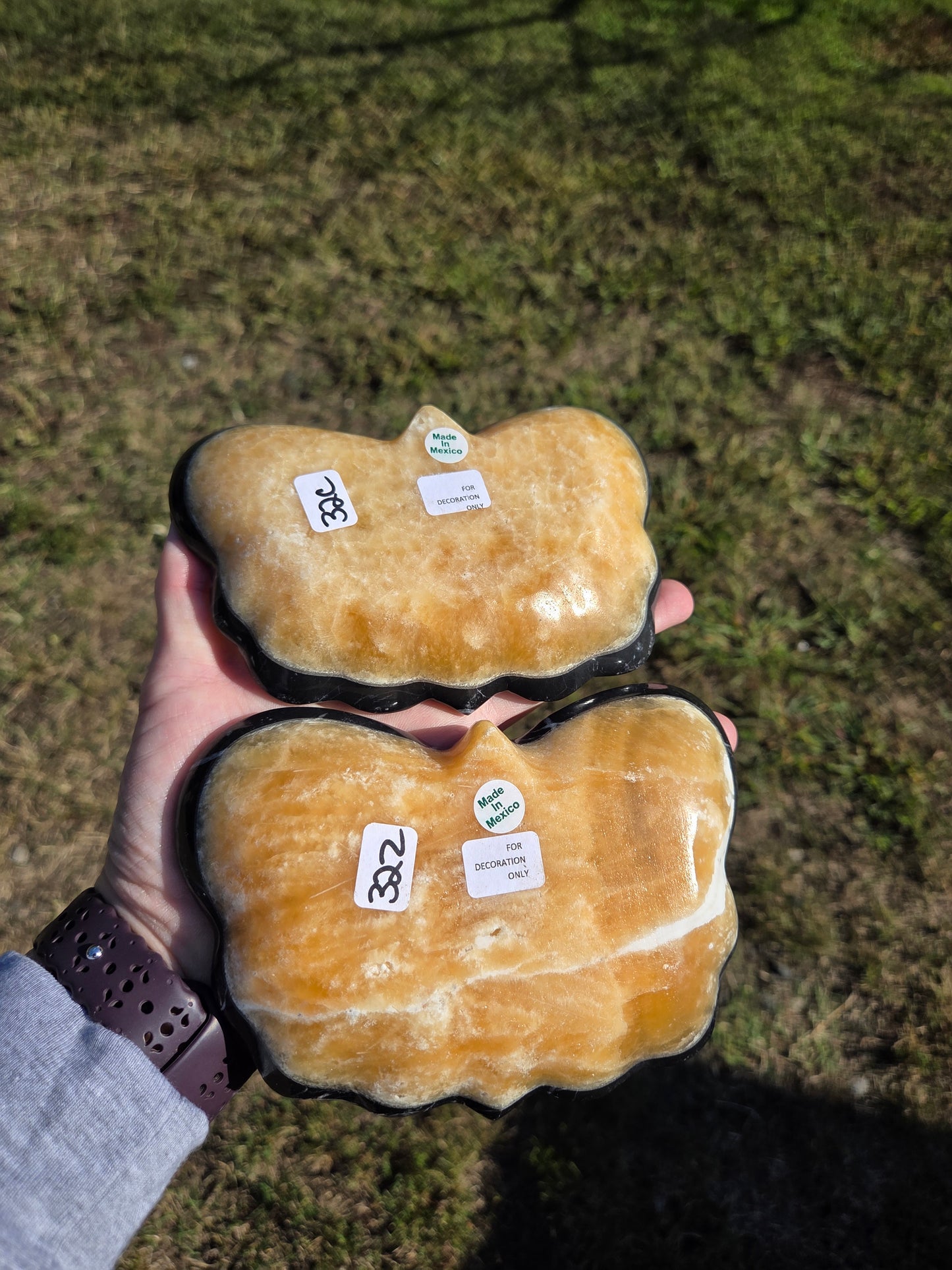 Black Marble and Orange Calcite Butterfly Bowl