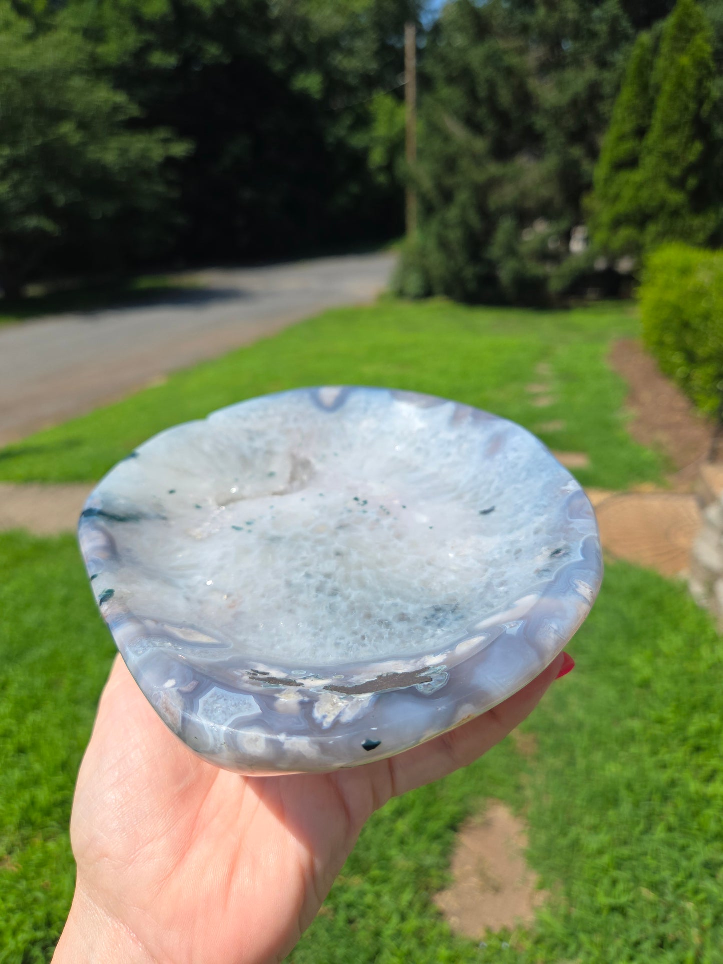 Moss Agate Bowl with Druzy