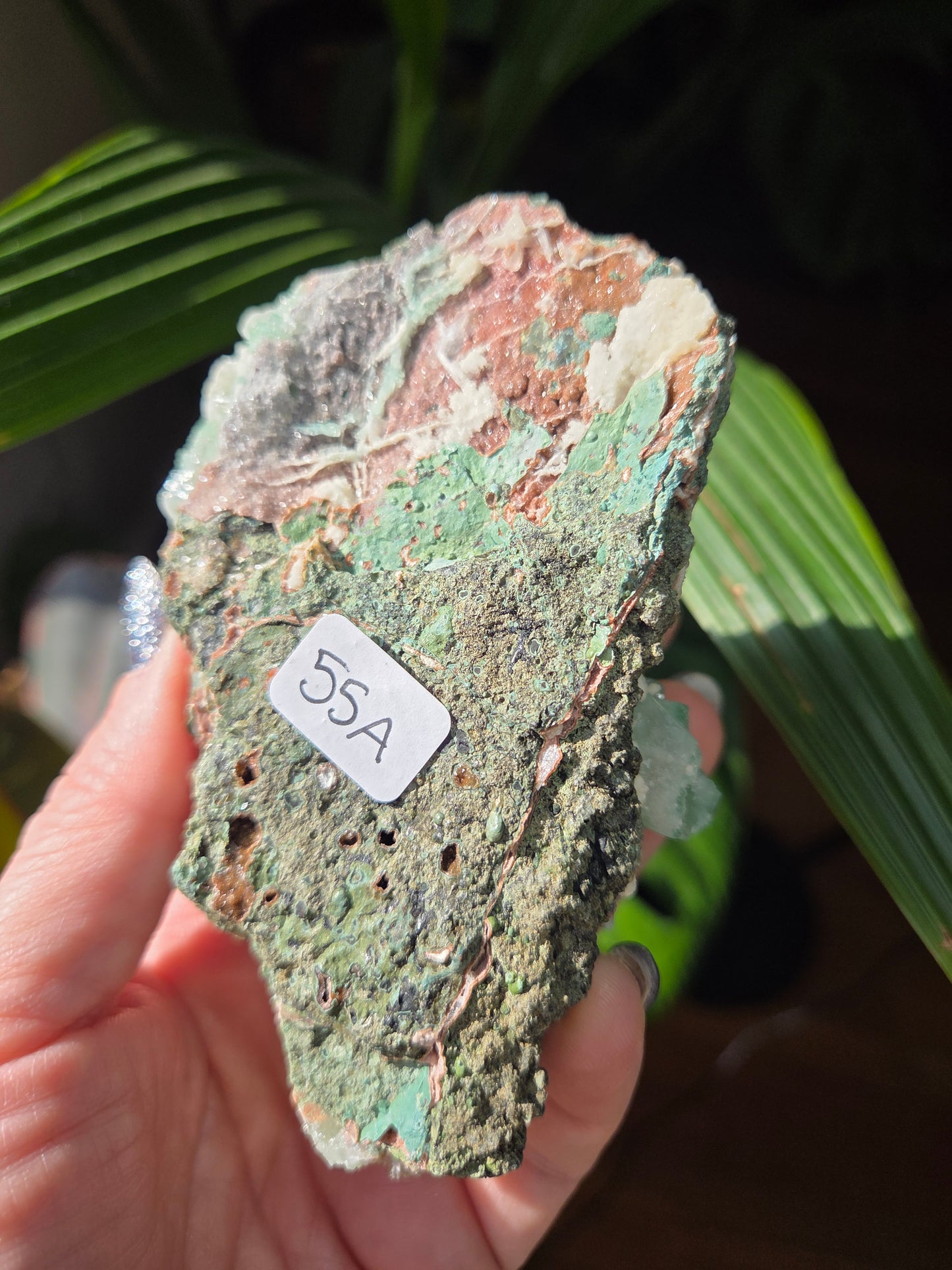 Green Apophyllite With Pink Druzy Chalcedony