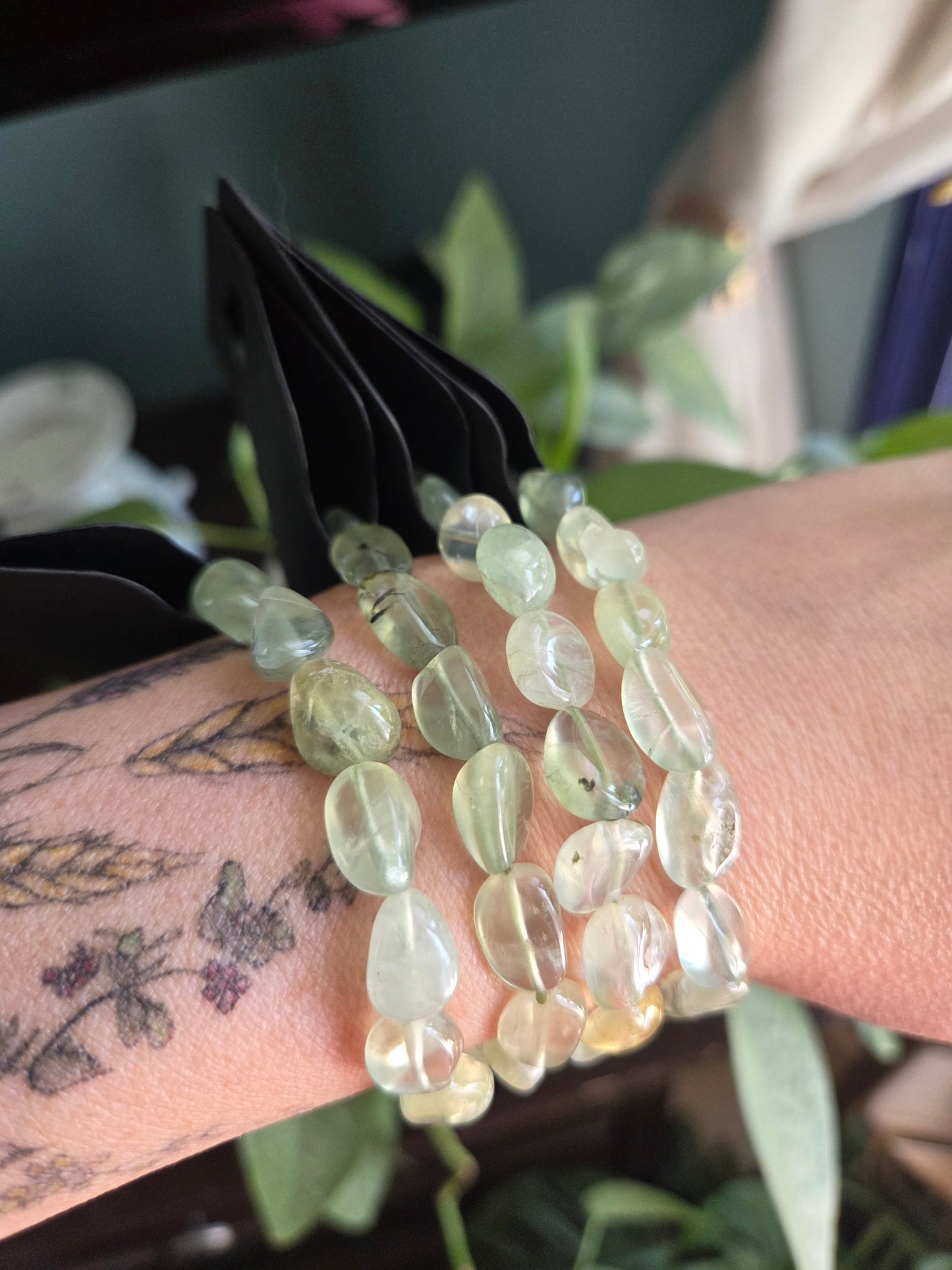 Prehnite with Epidote Tumble Bracelet