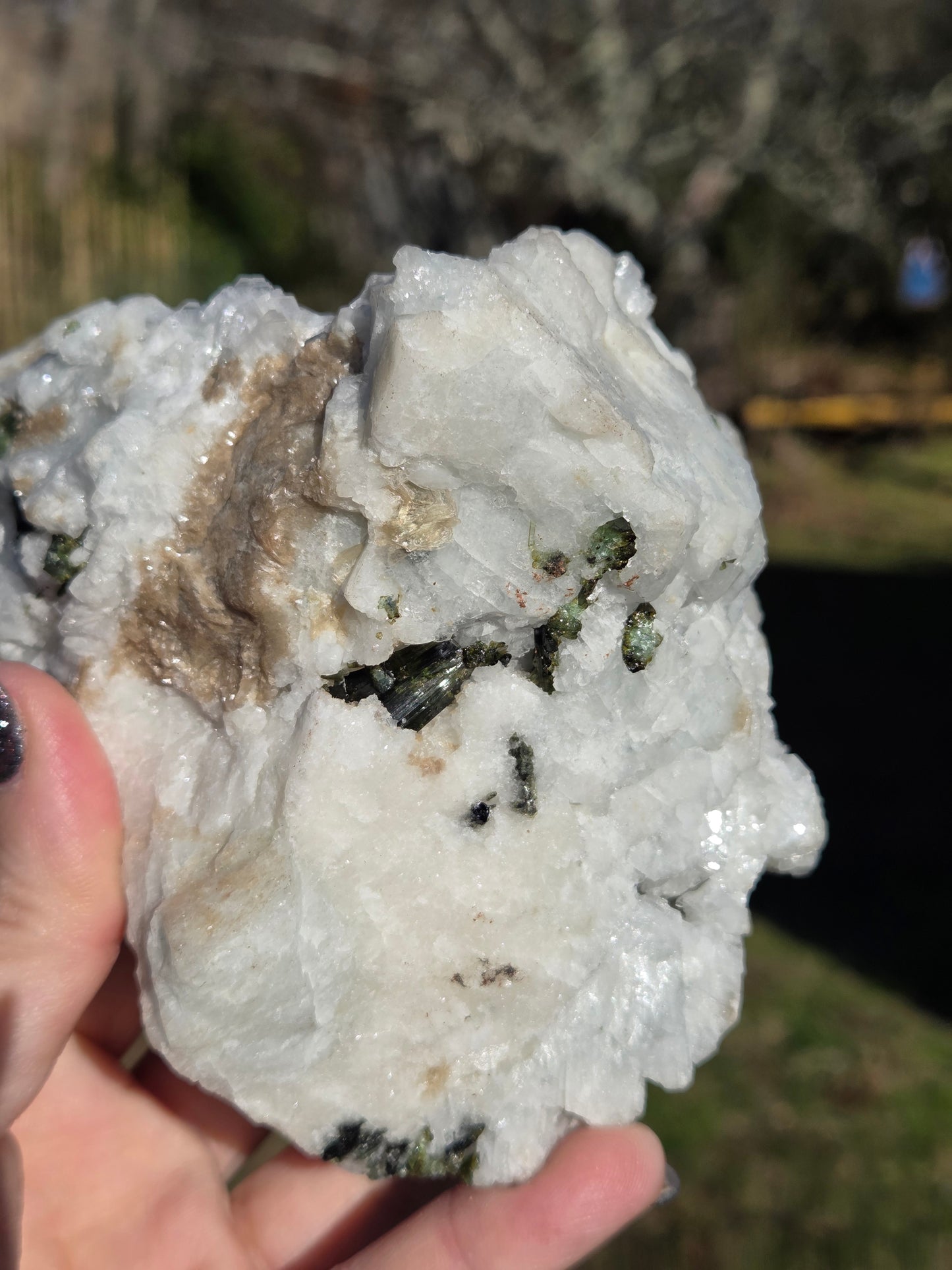 Green Tourmaline and Aqua in Albite