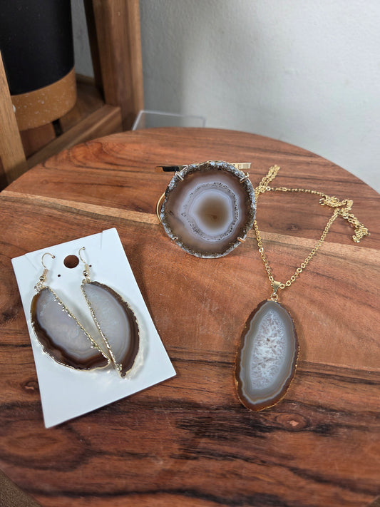 Agate Set (Braclet, Necklace and Earrings)