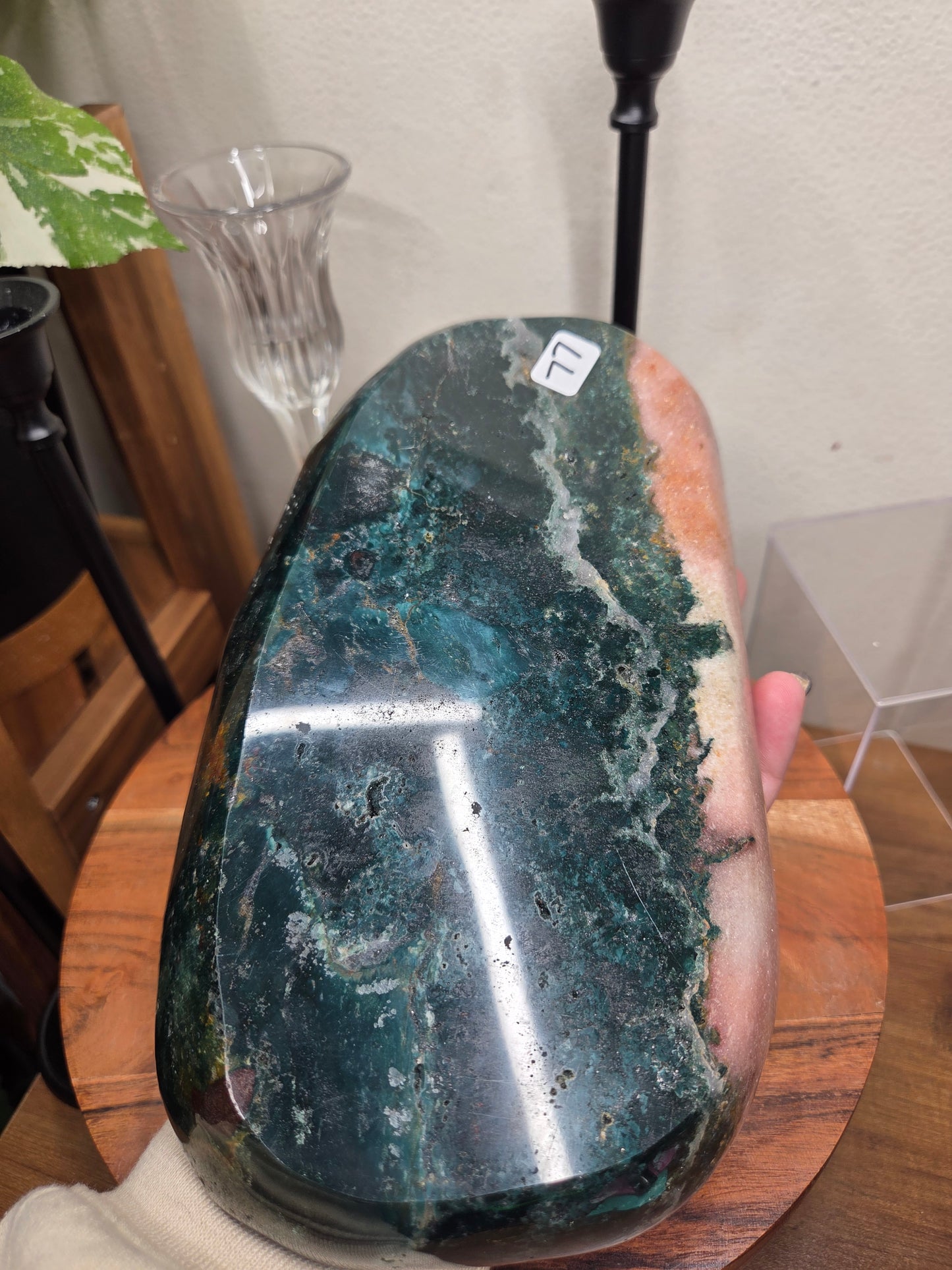 Green Jasper and Pink Amethyst Bowl