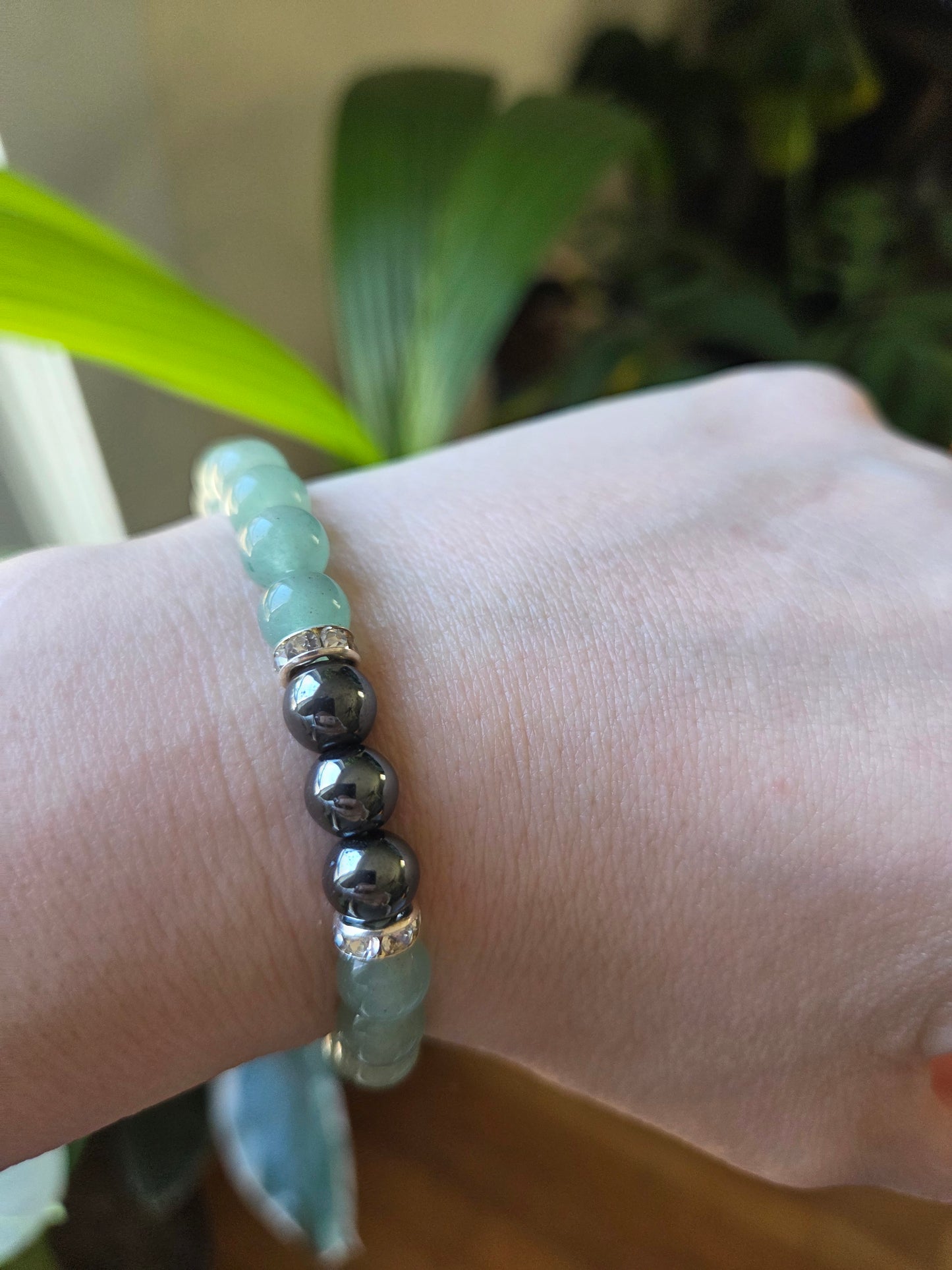 Green Adventurine with Hematite 8mm