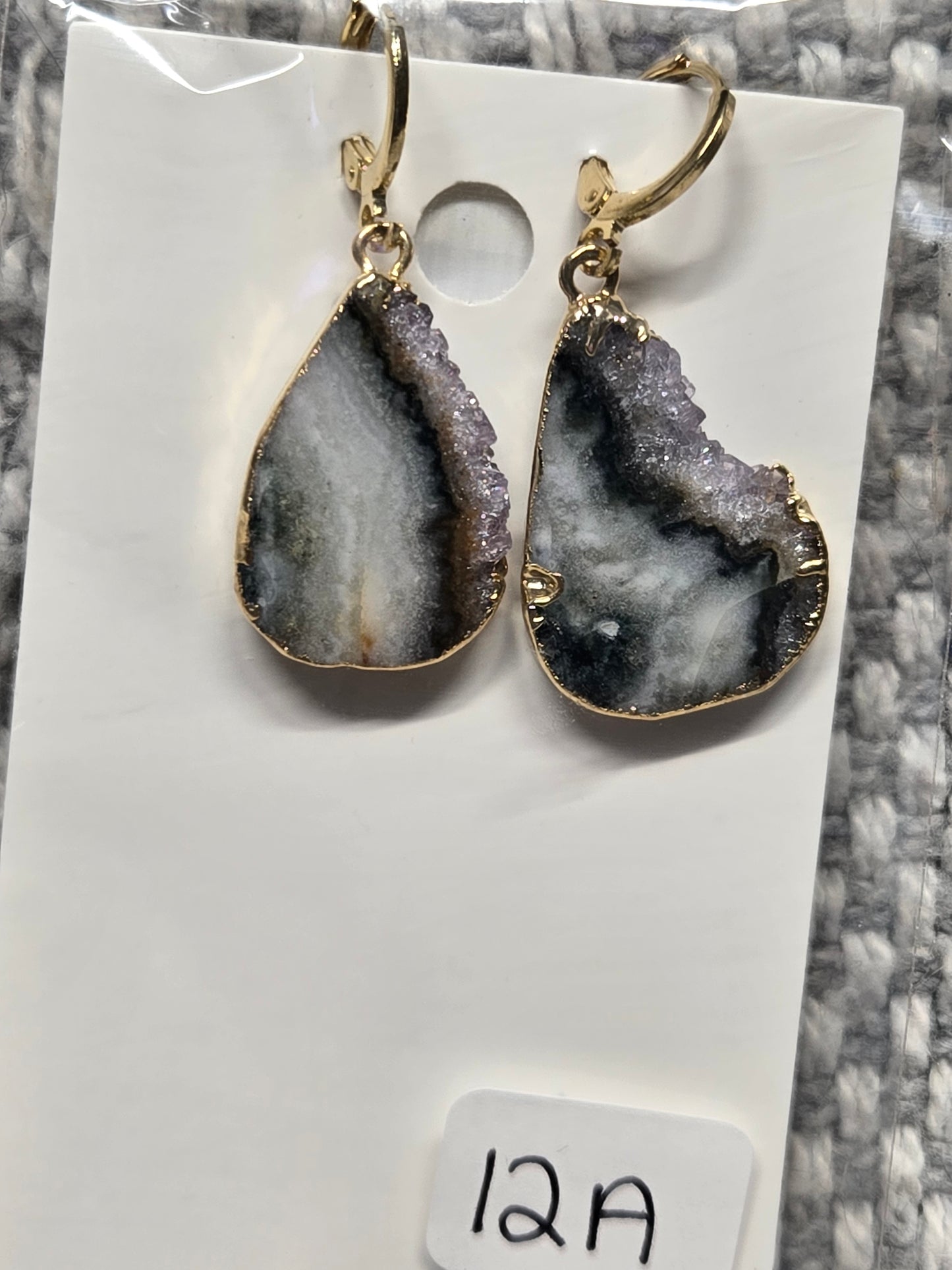 Amethyst Slice Hoop Earrings