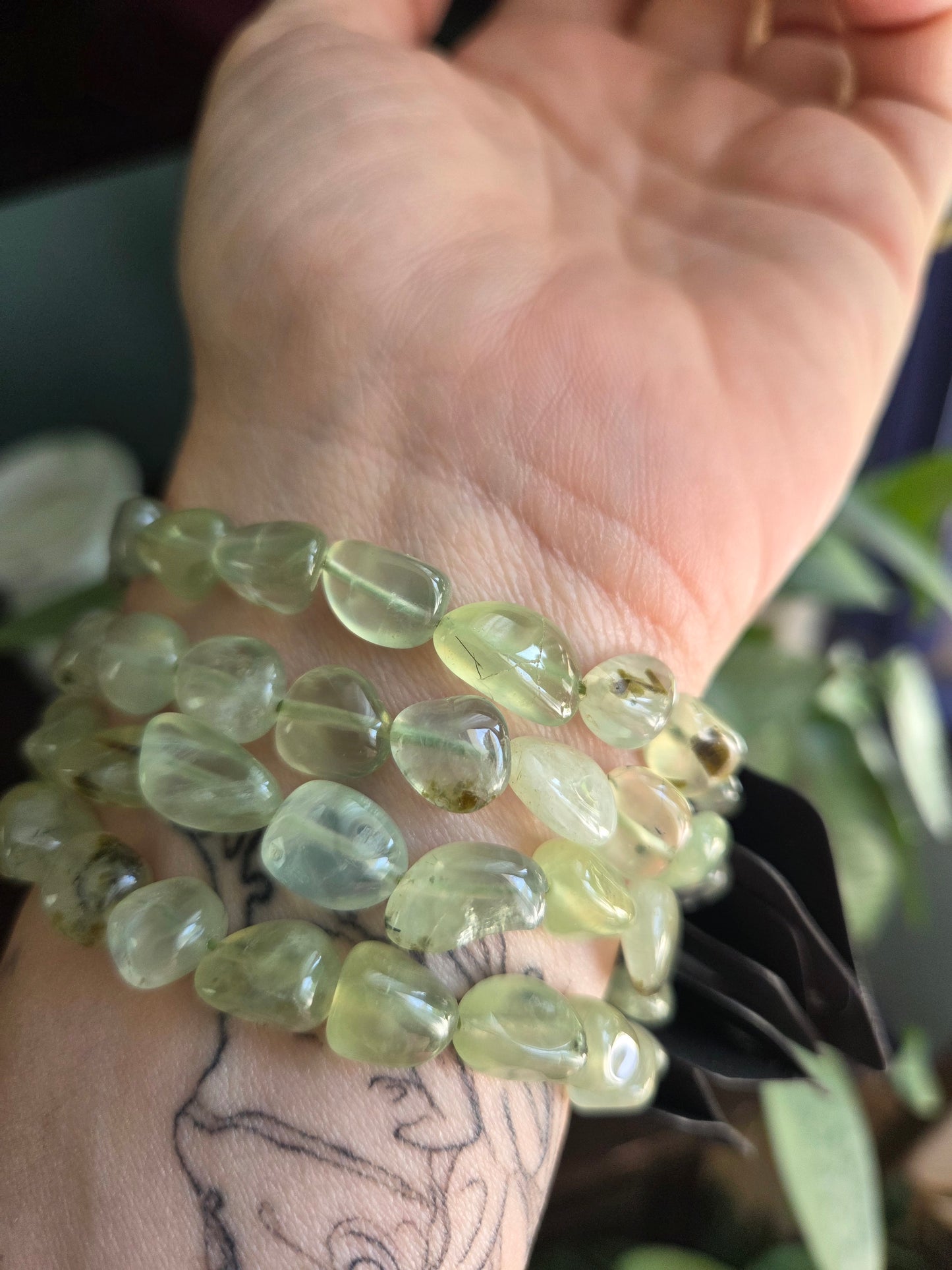 Prehnite with Epidote Tumble Bracelet