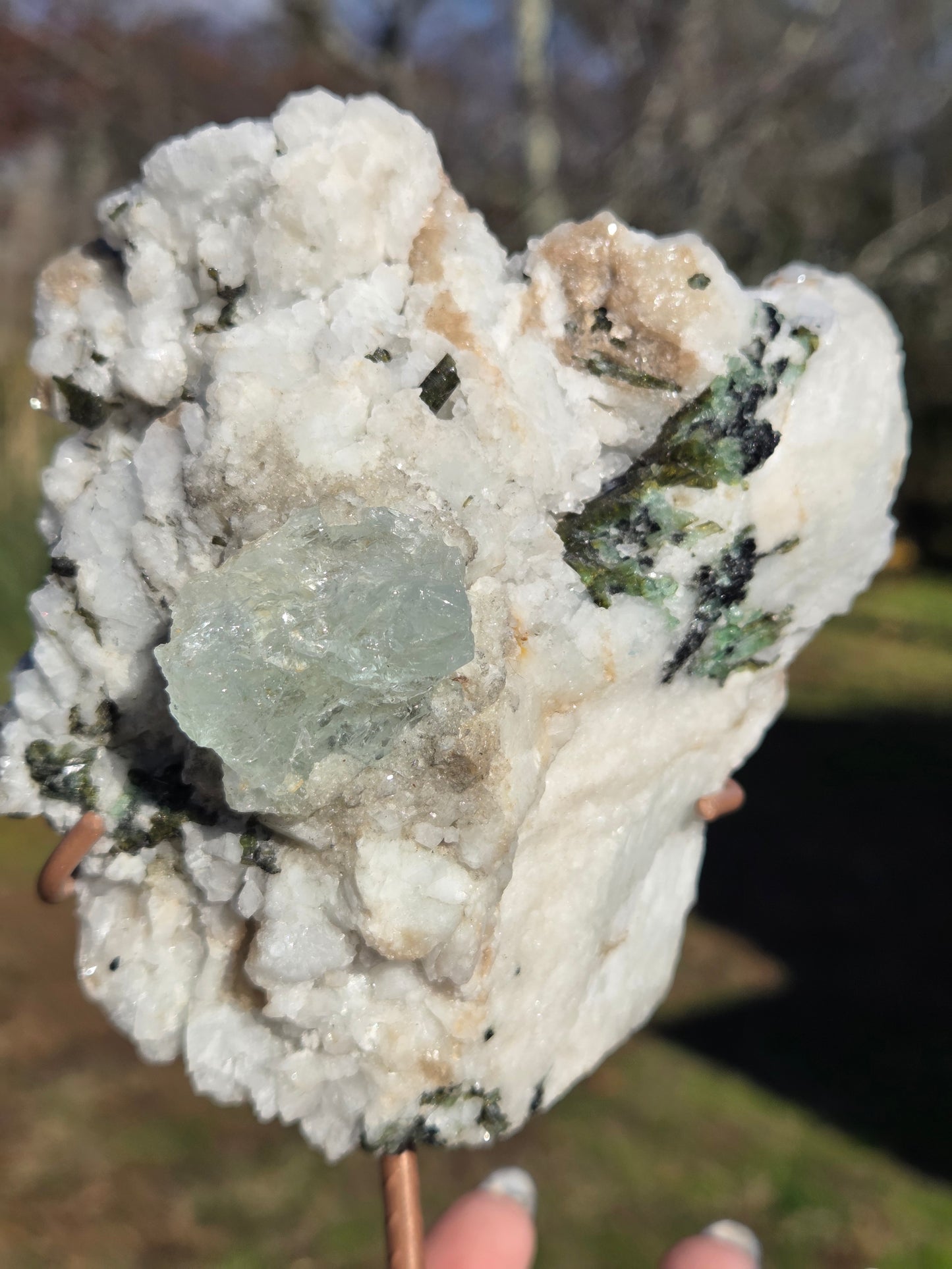 Green Tourmaline and Aqua in Albite
