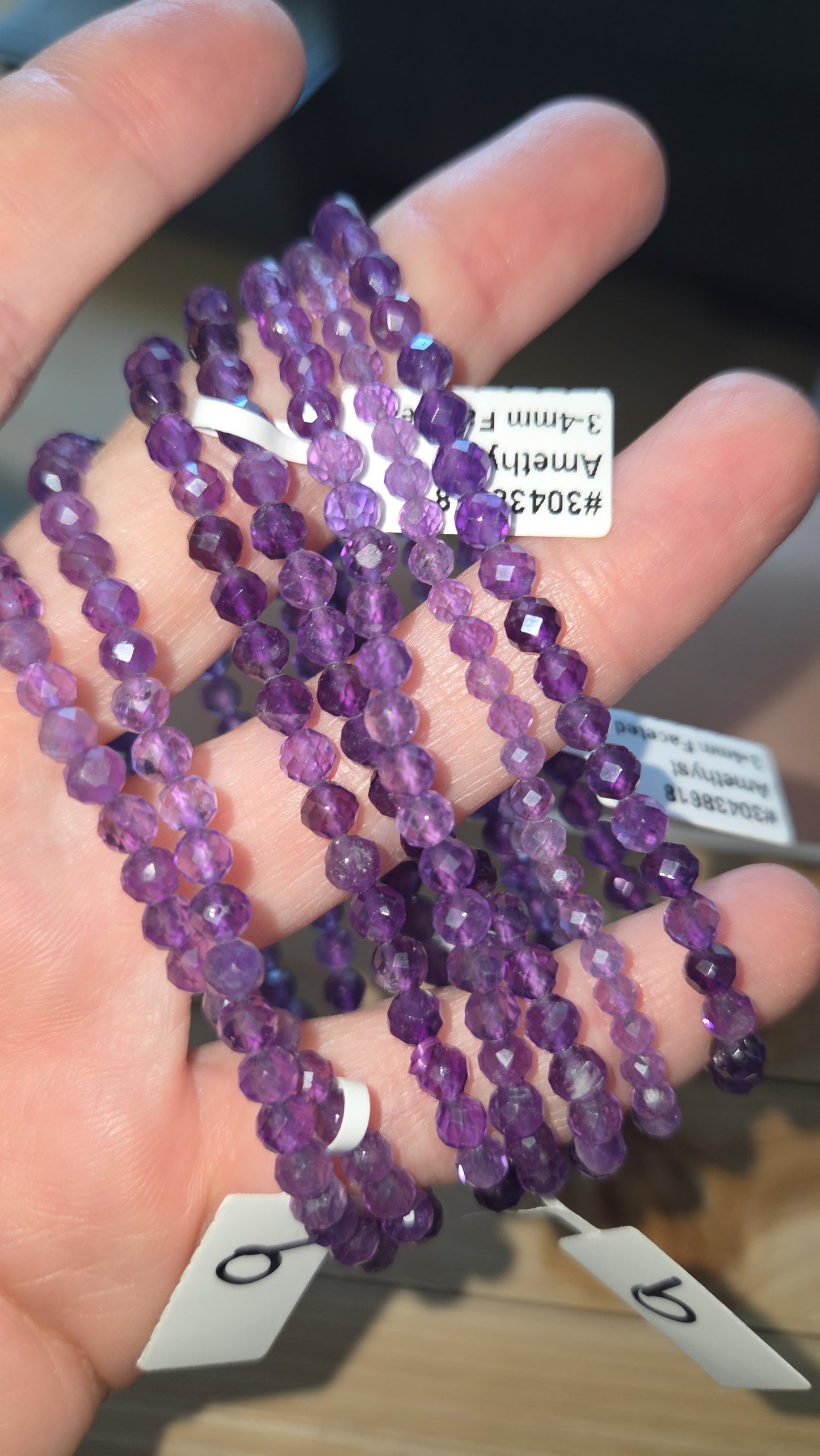 Faceted Amethyst Bracelet 3-4 mm)