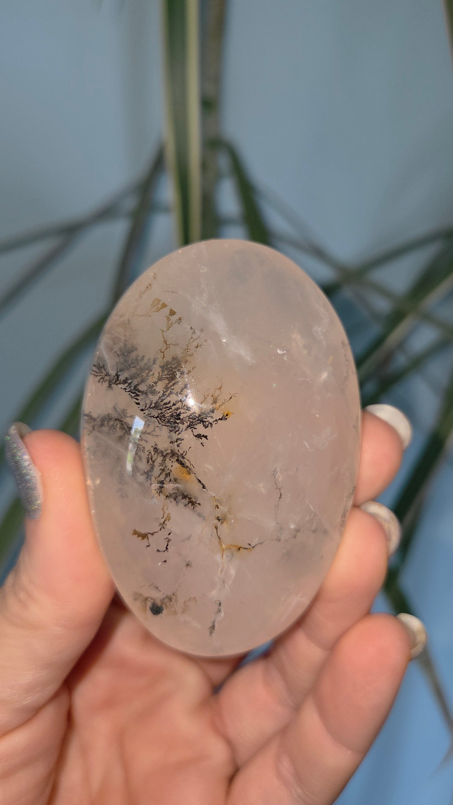 Dendritic Rose Quartz Palm
