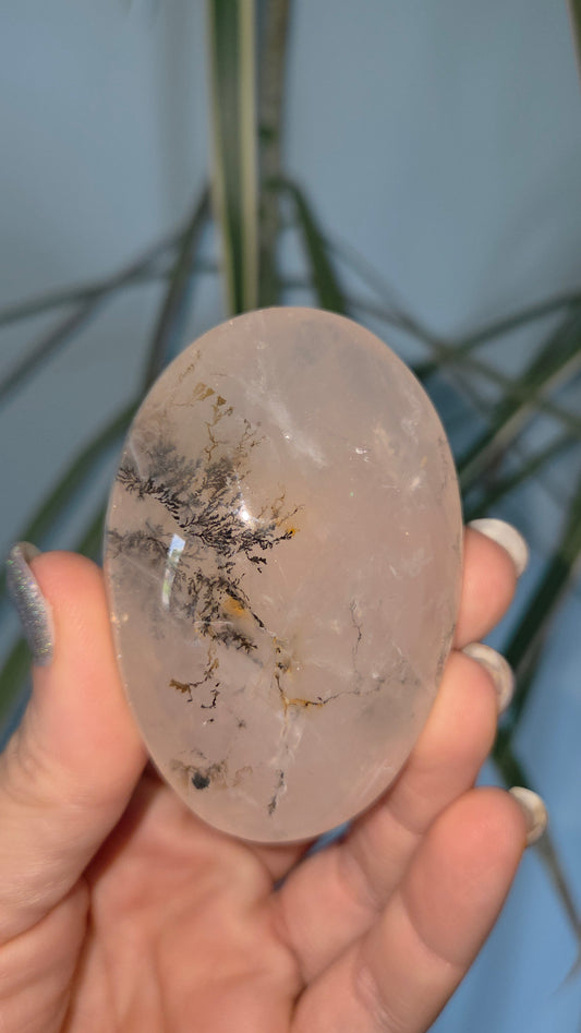 Dendritic Rose Quartz Palm