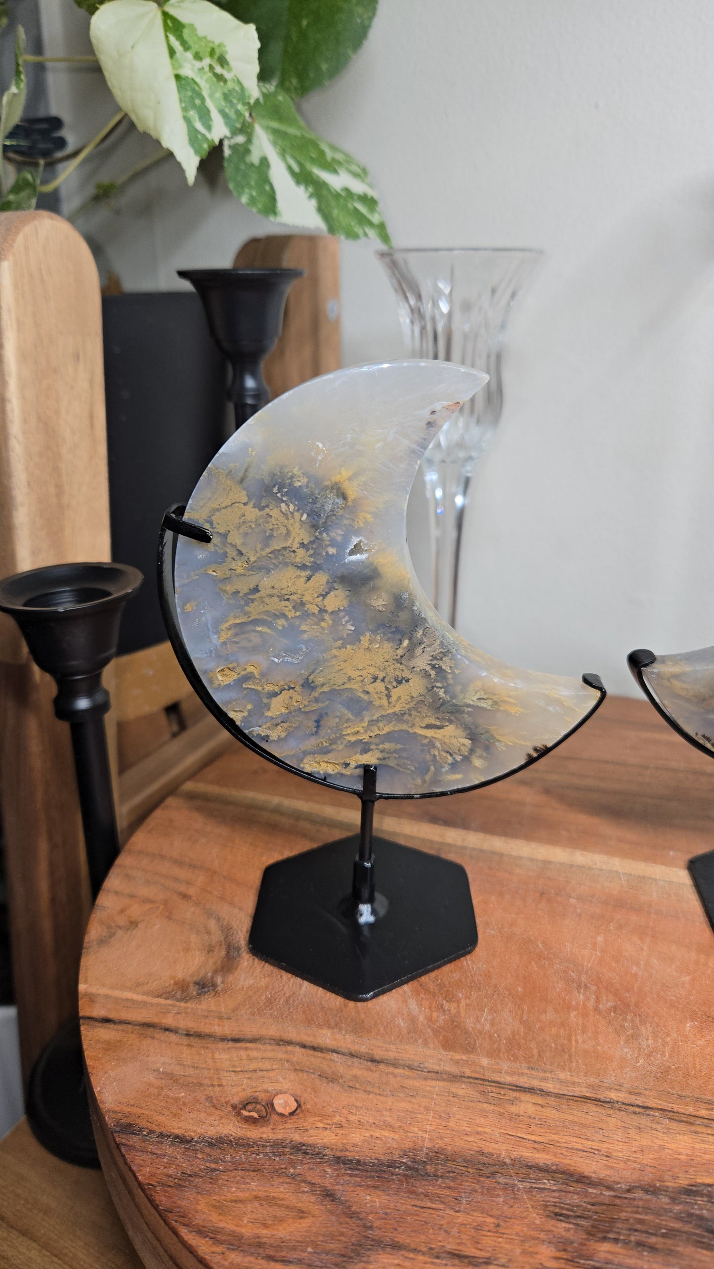 Dendritic Tiger Agate Moons
