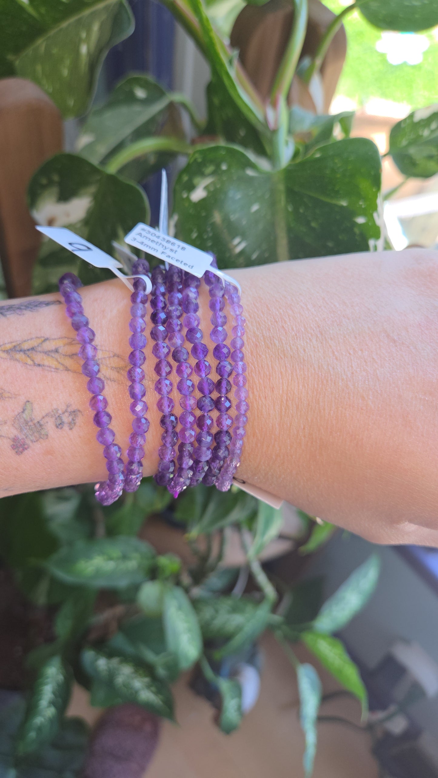 Faceted Amethyst Bracelet 3-4 mm)