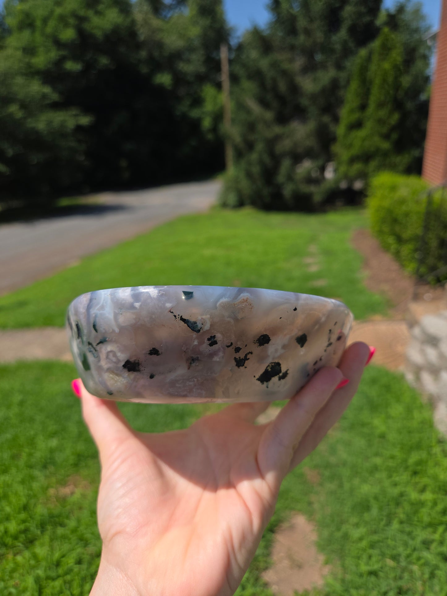 Moss Agate Bowl with Druzy