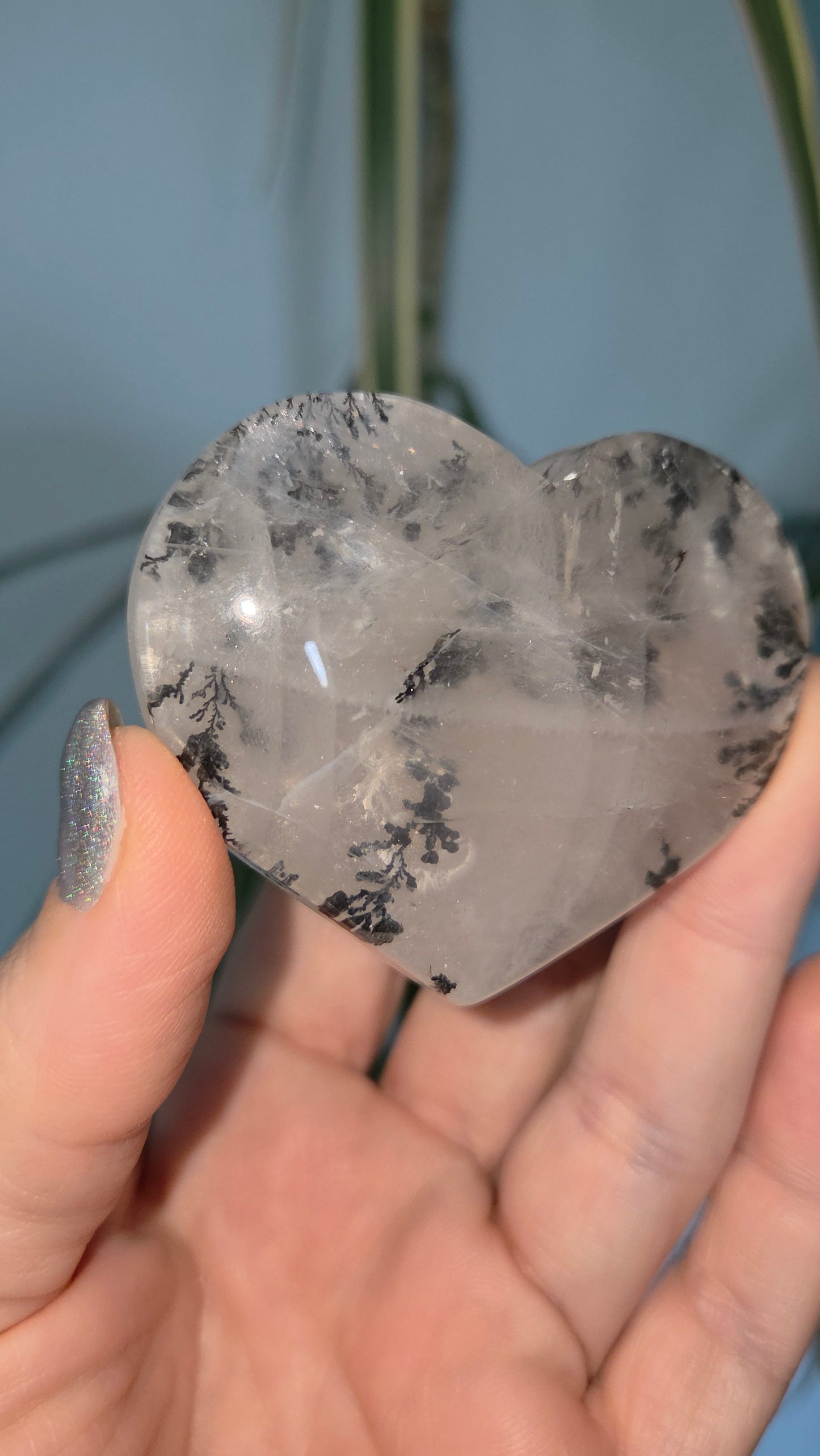 Dendritic Rose Quartz Heart