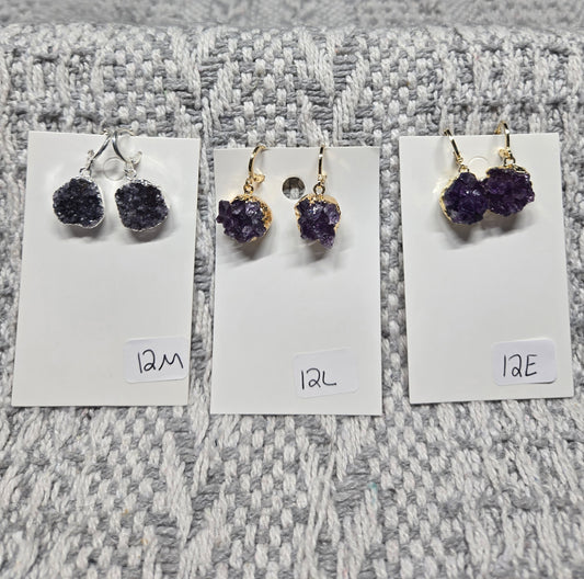 Amethyst Cluster Hoop Earrings