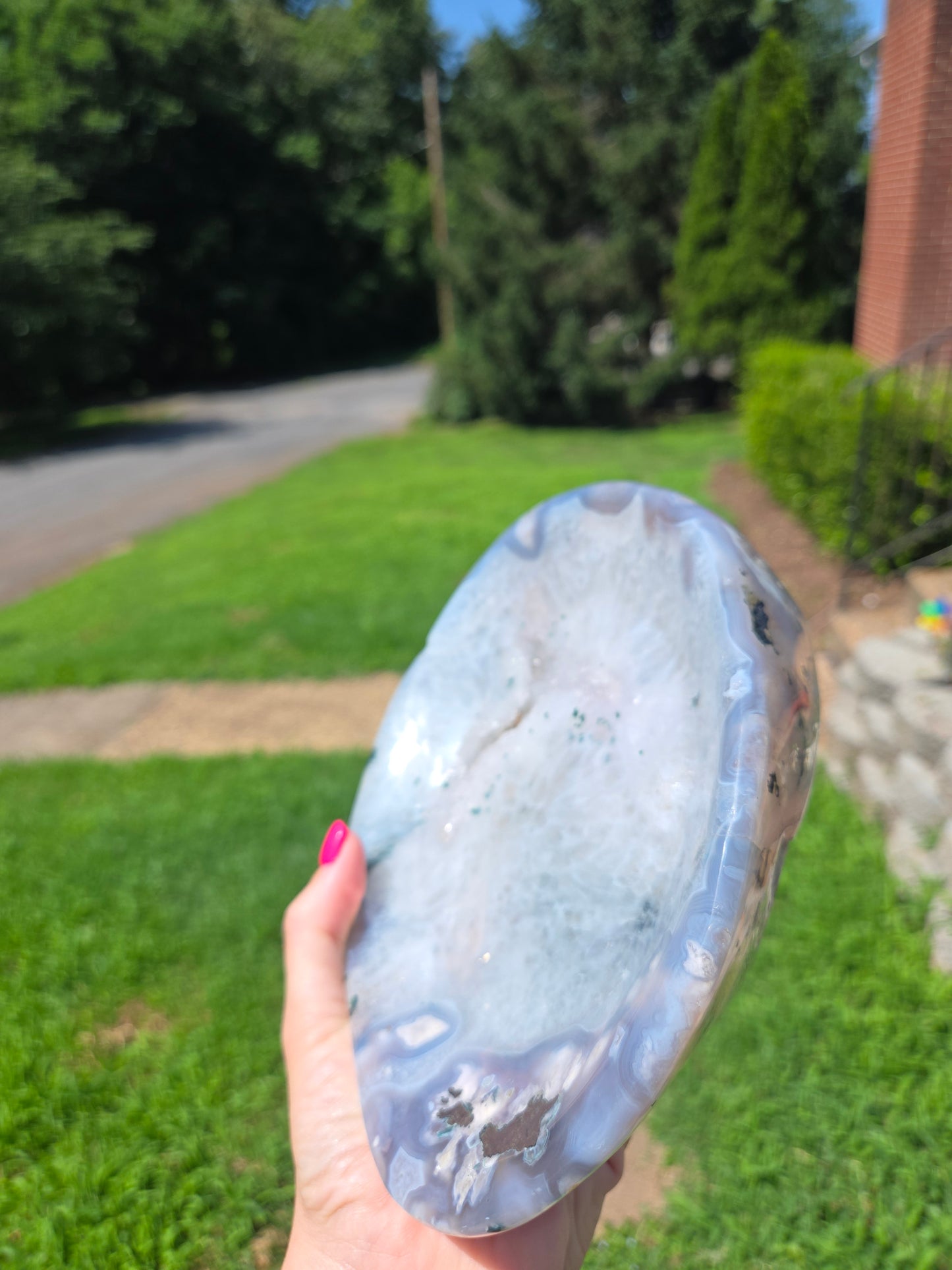 Moss Agate Bowl with Druzy