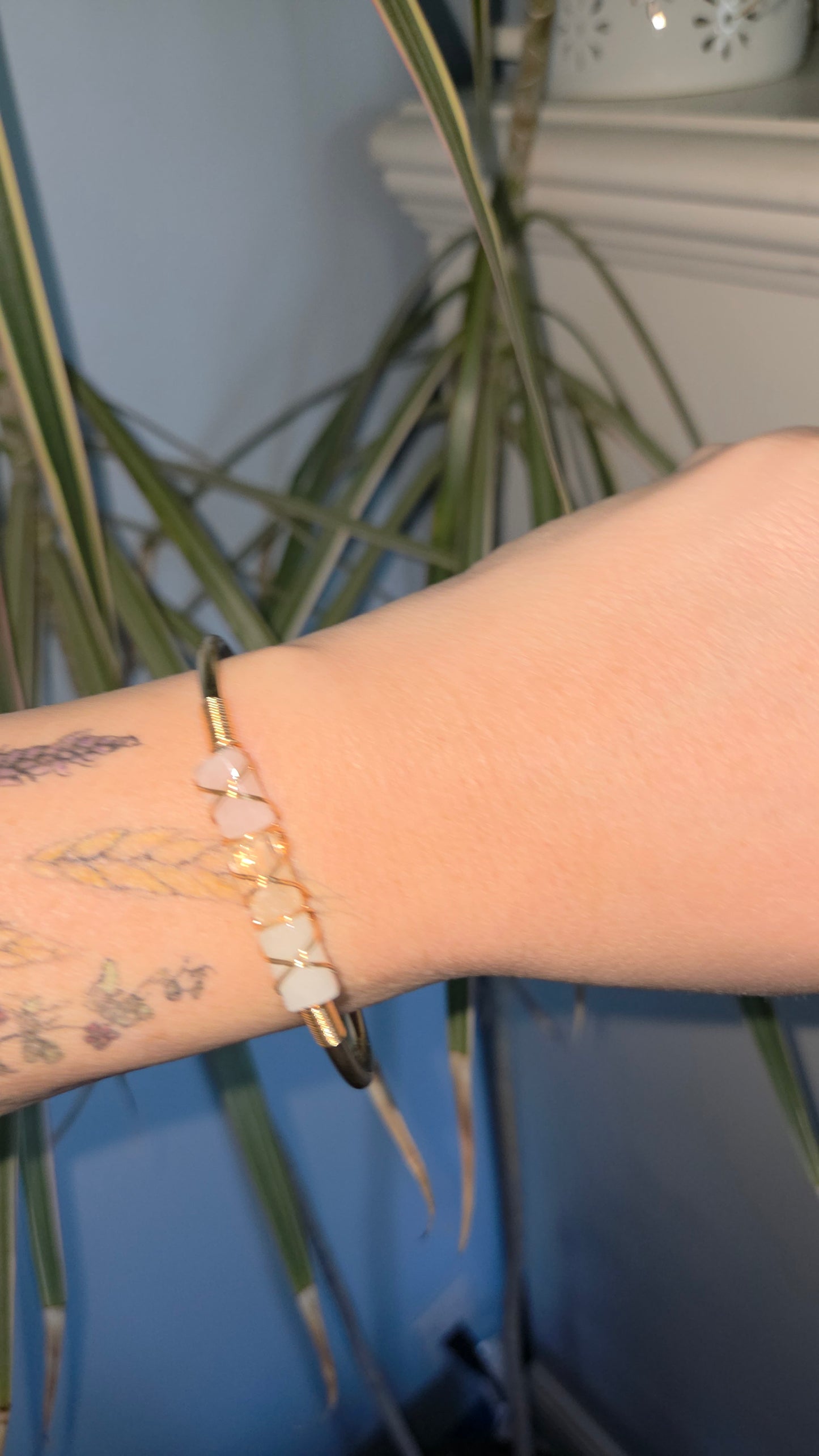 Aqua,Citrine and Rose Quartz Cuff Bracelet