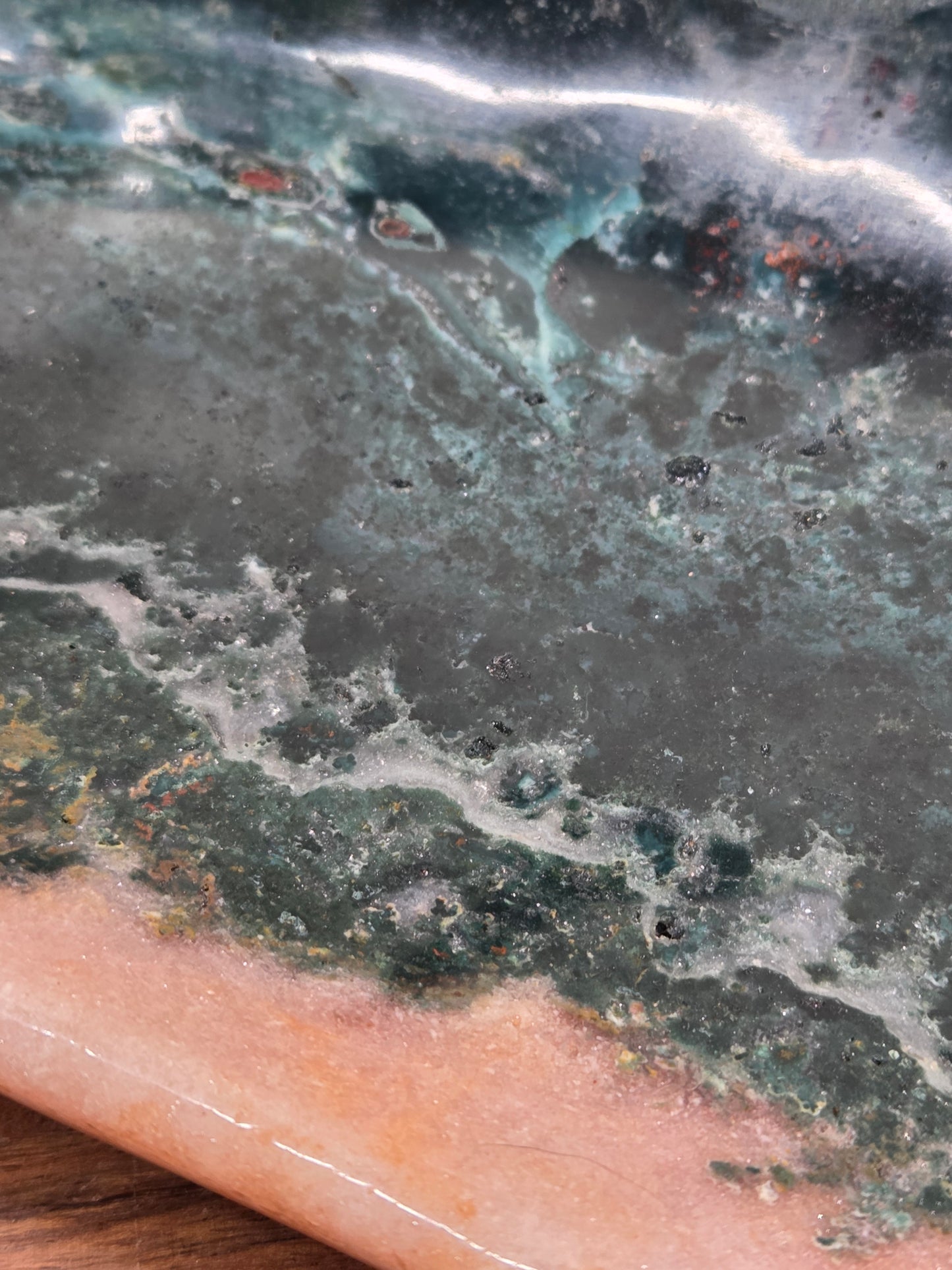 Green Jasper and Pink Amethyst Bowl