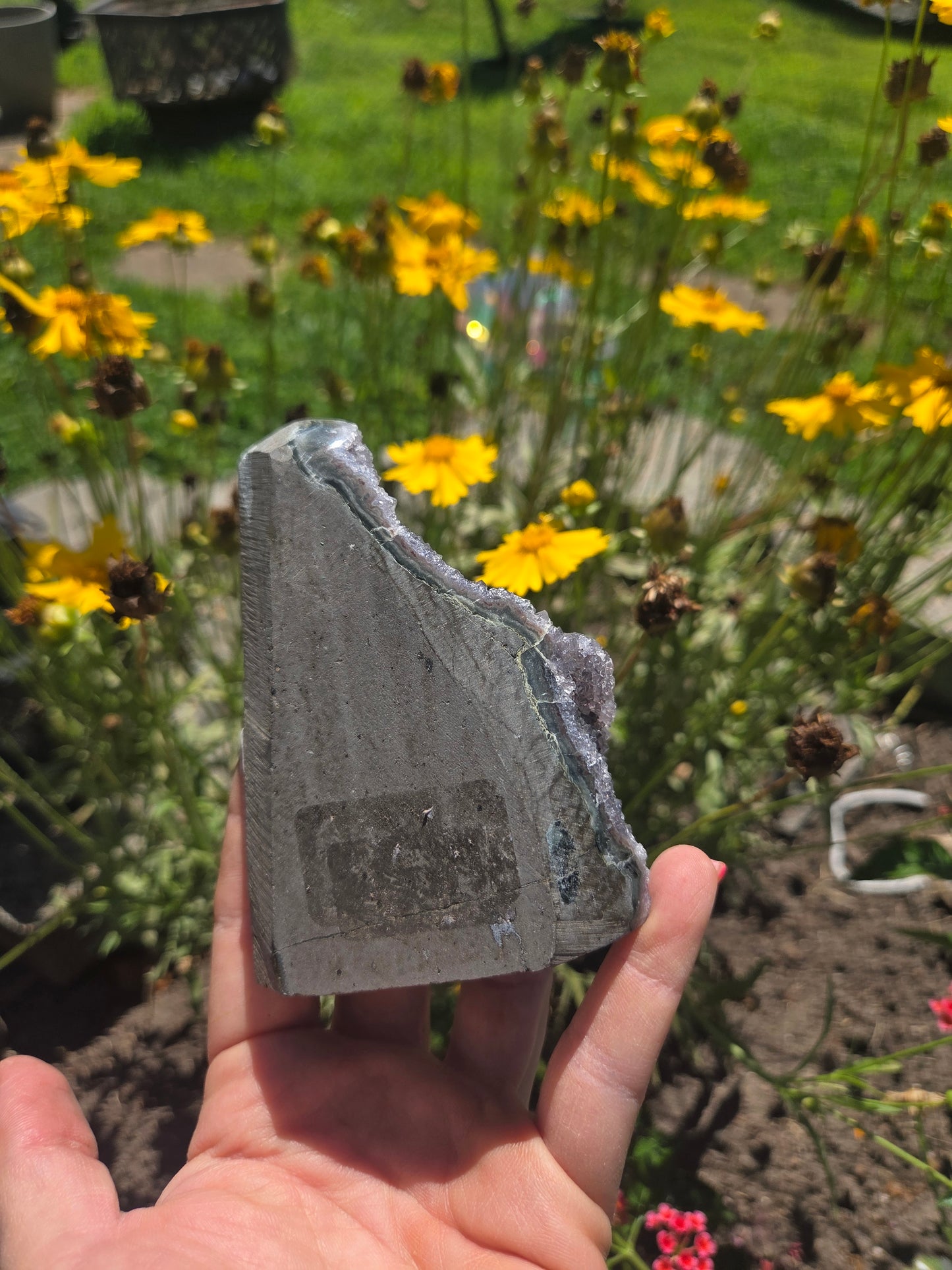 Grey/ Purple Amethyst Cutbase