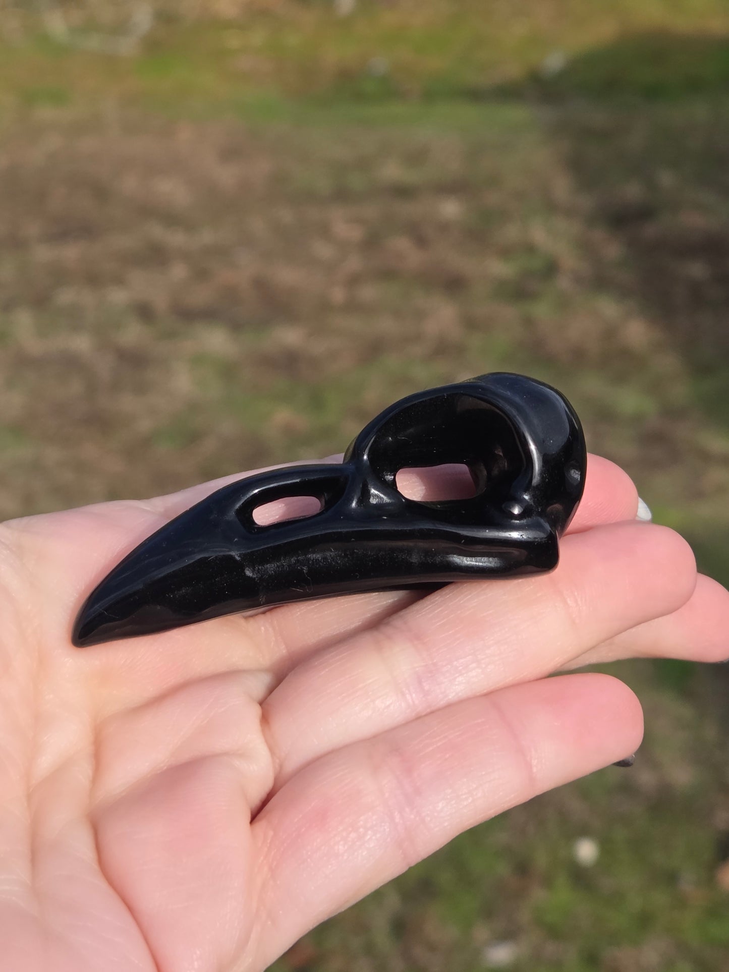 Black Obsidian Raven Head