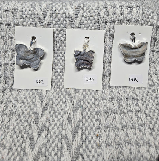 Druzy Chalcedony Butterfly Pendant 🦋