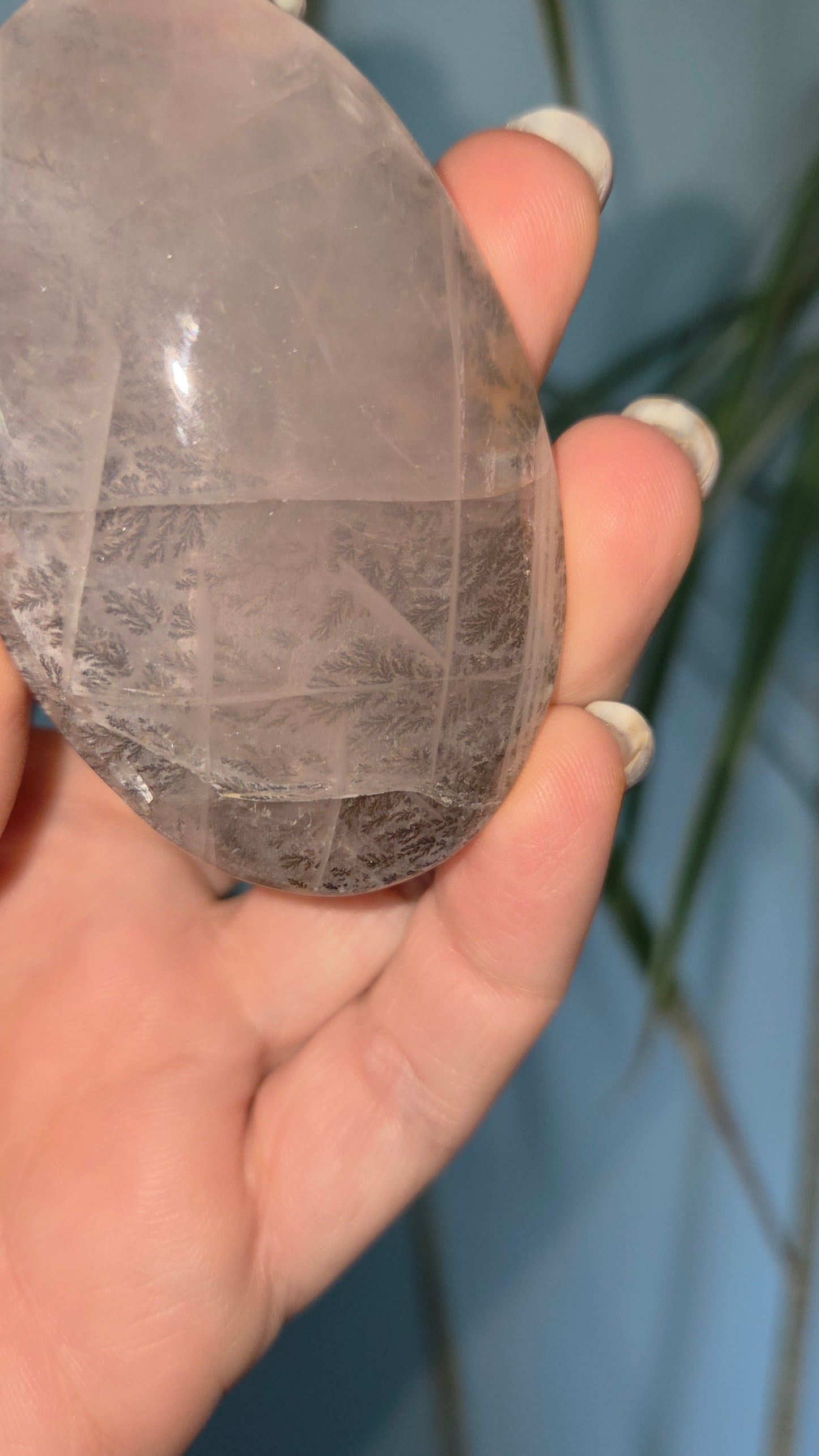Dendritic Rose Quartz Palm