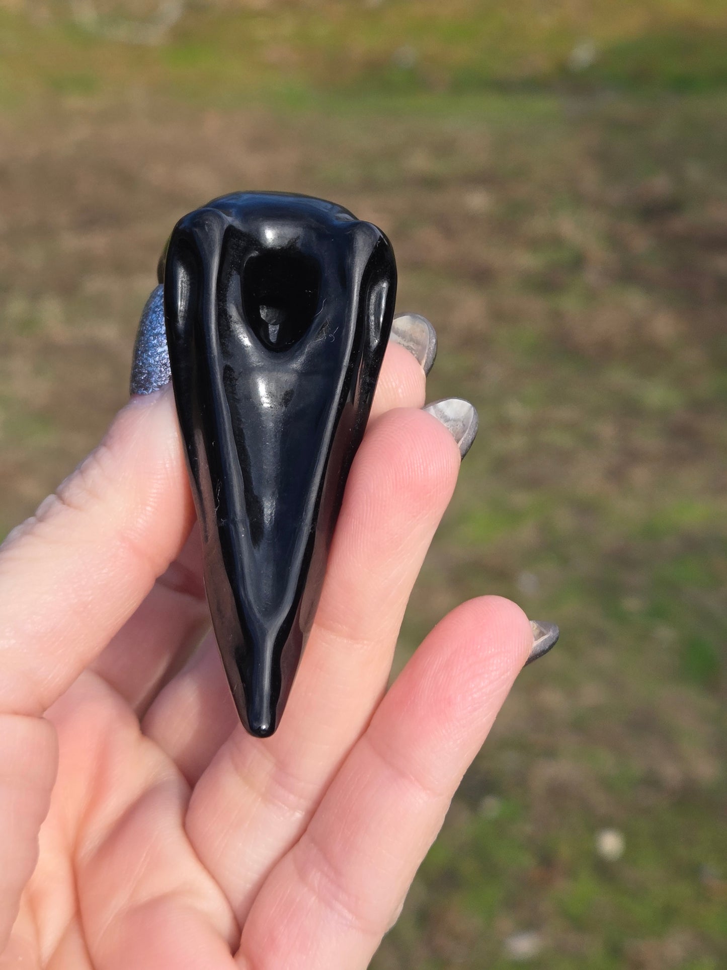 Black Obsidian Raven Head