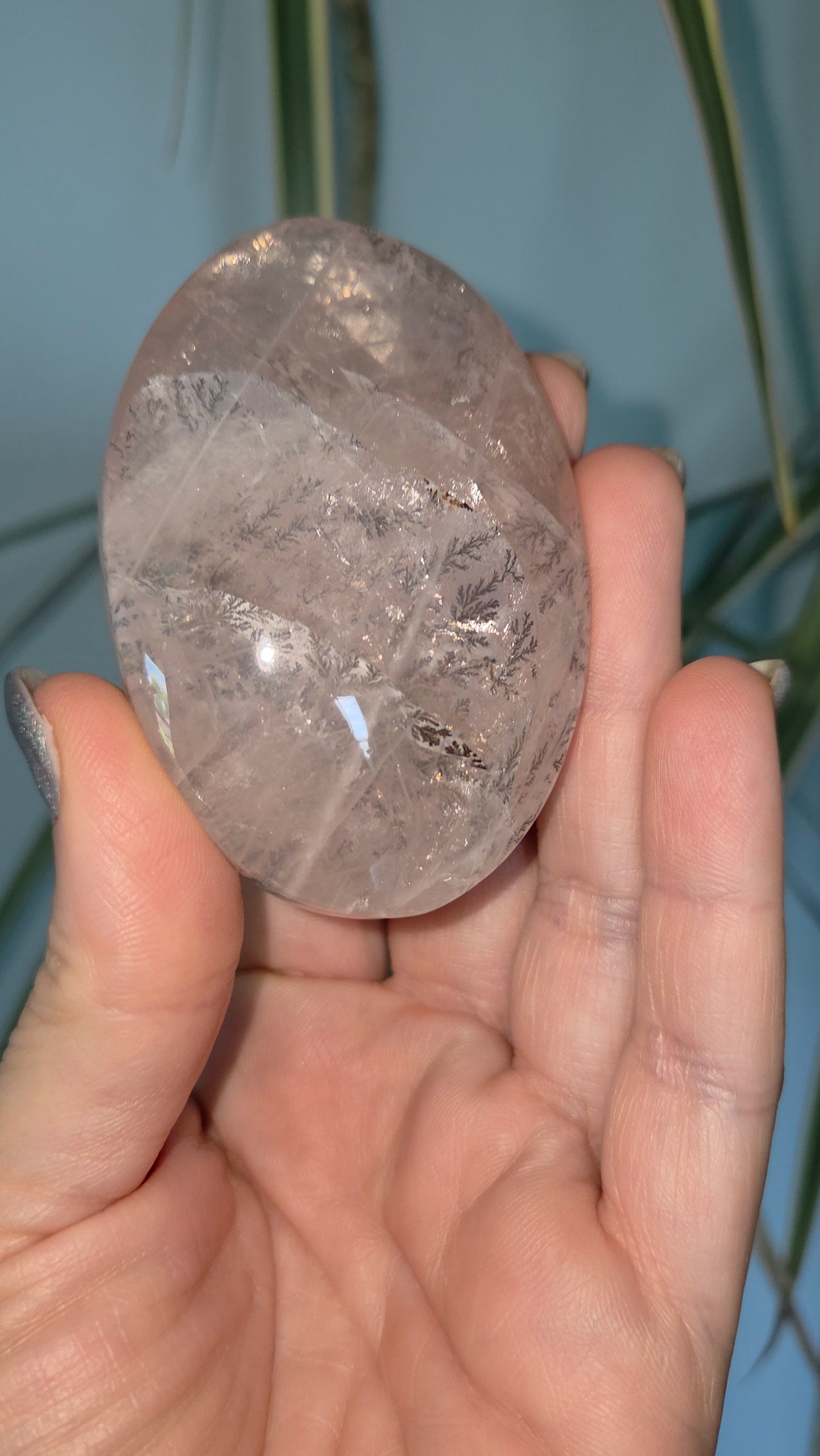 Dendritic Rose Quartz Palm