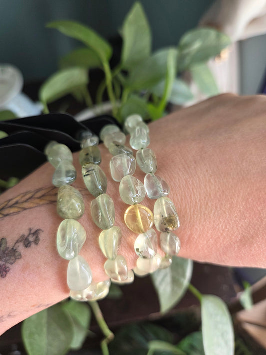 Prehnite with Epidote Tumble Bracelet