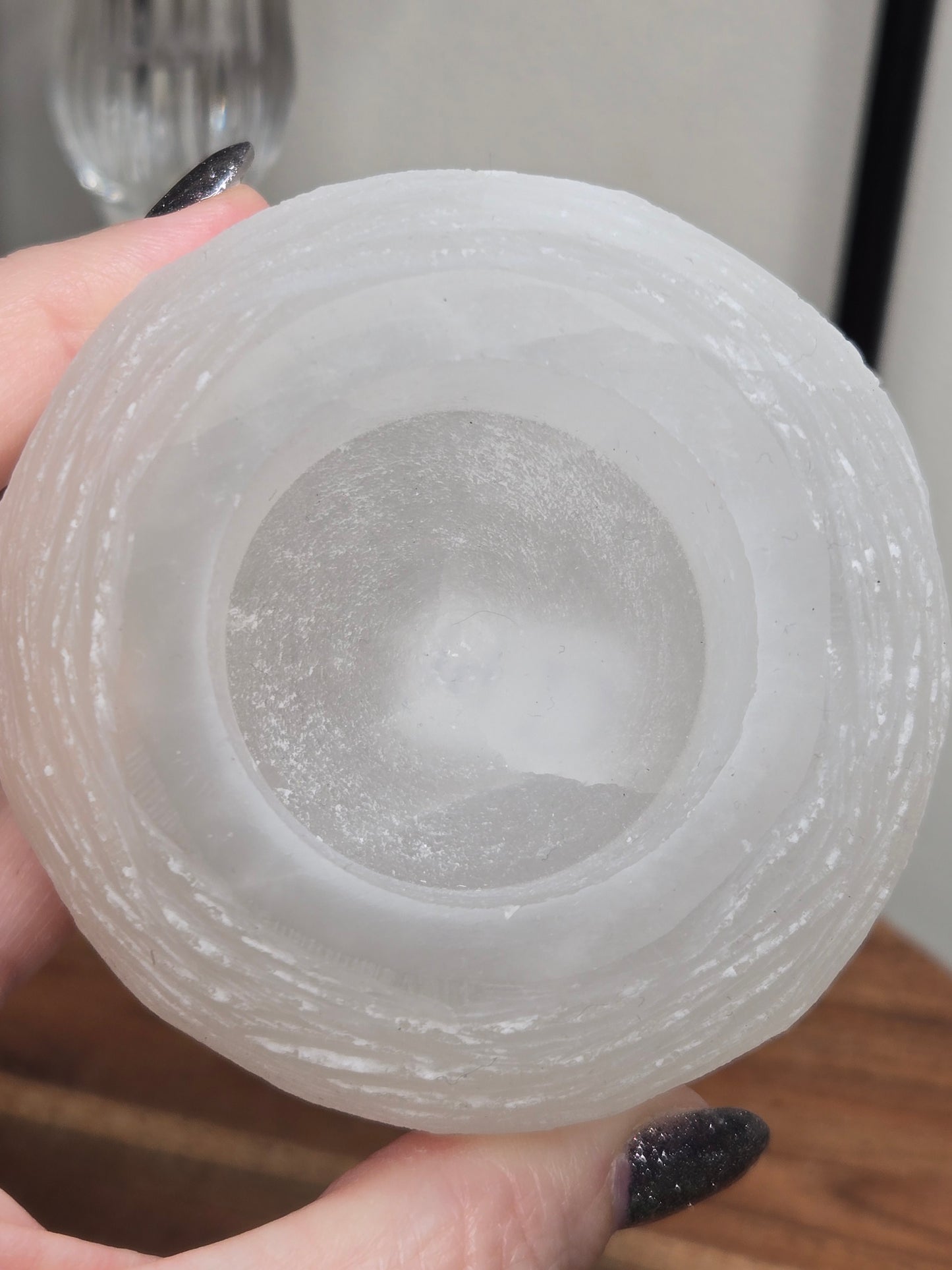 Satin Spar Candle Holder (Wavy Textured)