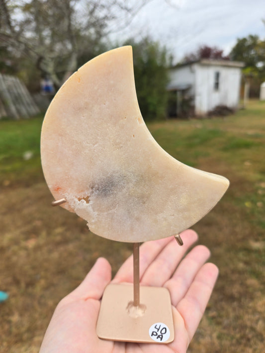 Pink Amethyst Moon With Stand