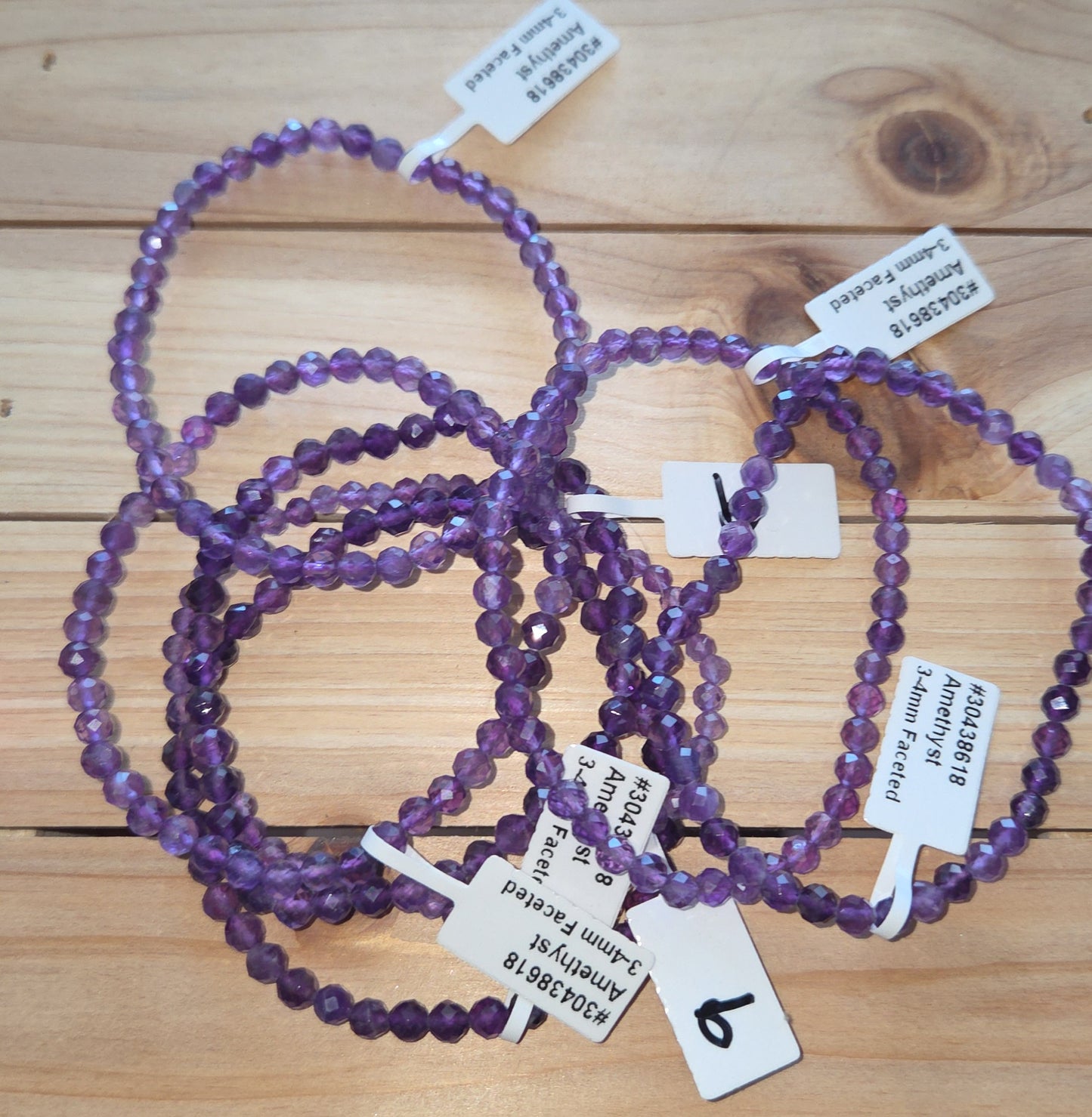 Faceted Amethyst Bracelet 3-4 mm)