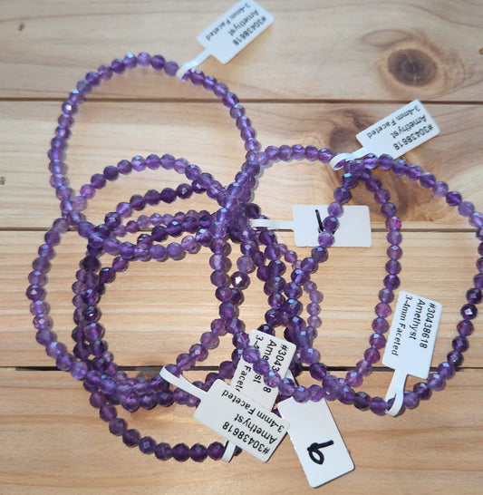 Faceted Amethyst Bracelet 3-4 mm)