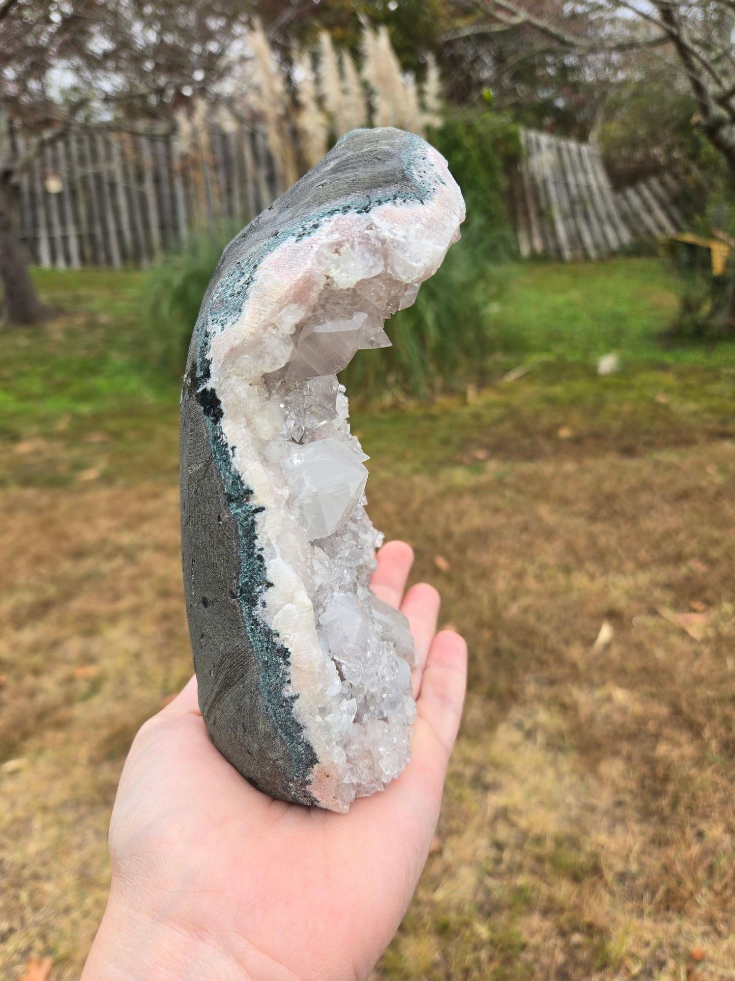 Pink Chalcedony With Diamond Apophyllite