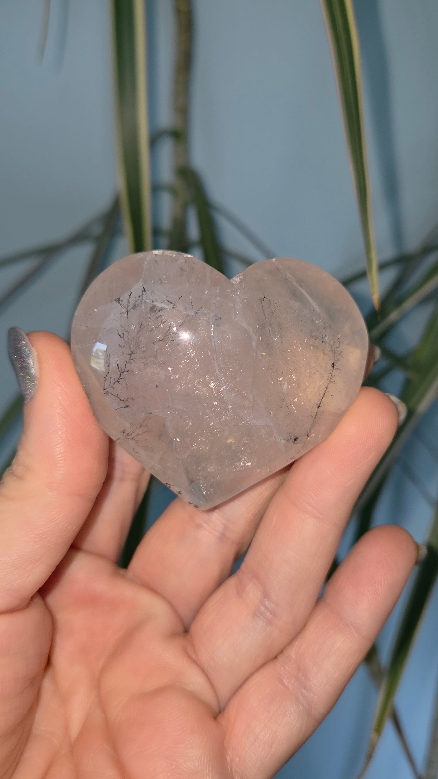 Dendritic Rose Quartz Heart