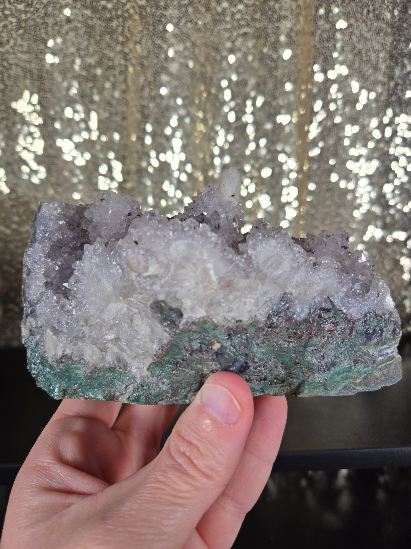 Amethyst Cutbase  with Stalactites