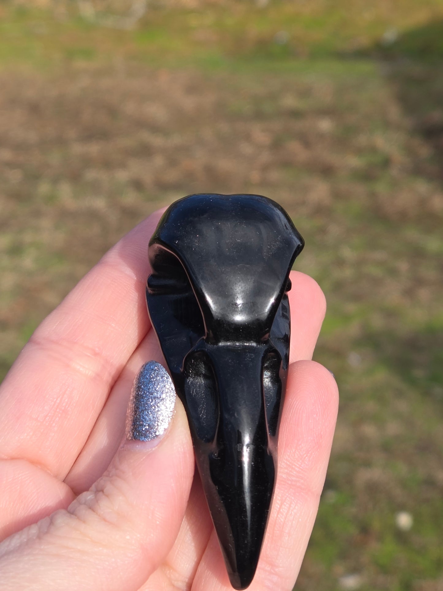 Black Obsidian Raven Head
